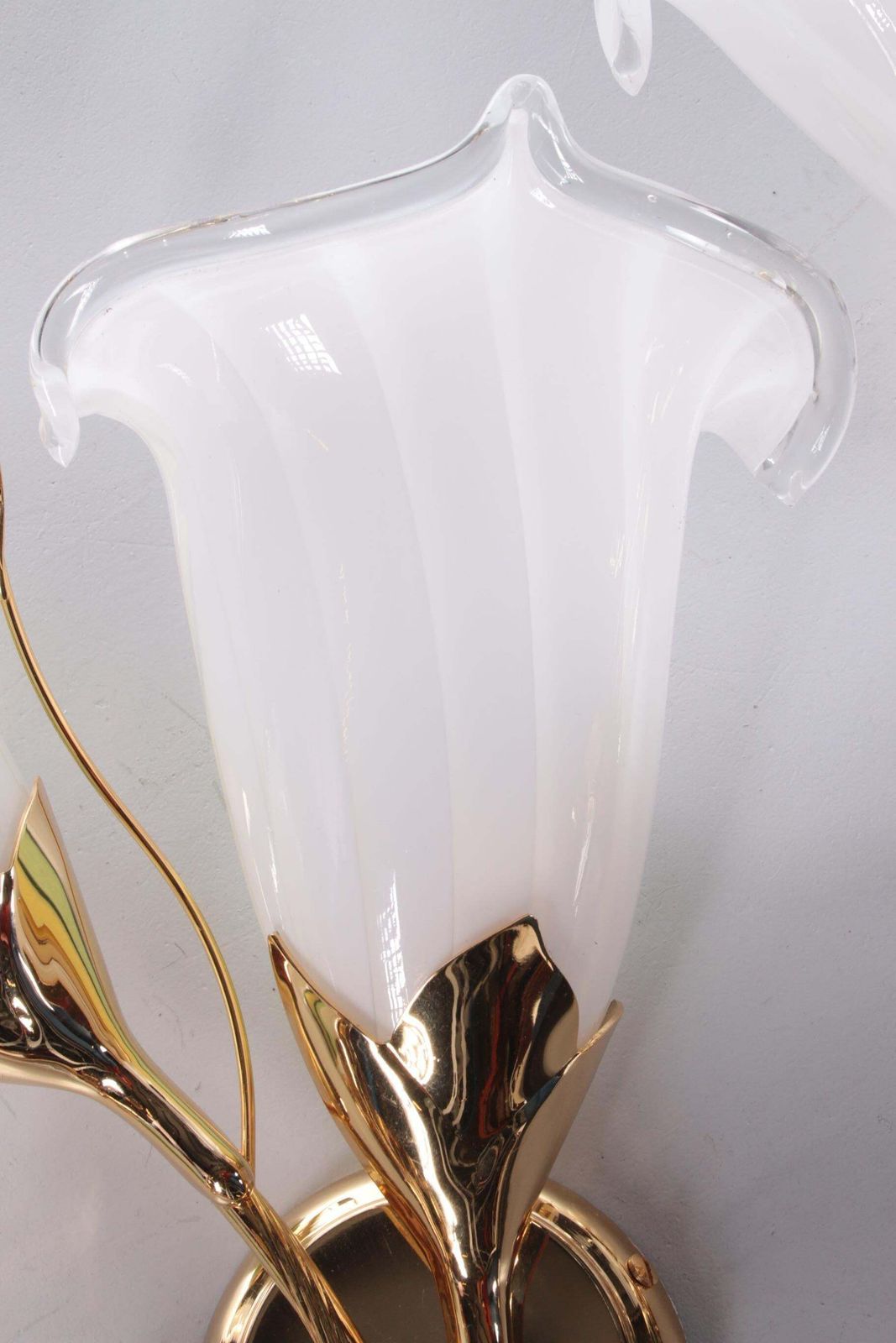 Tulip Glass Wall Lamps Italian Design 24 Ct Gold Plate  1970 photo 1963.0