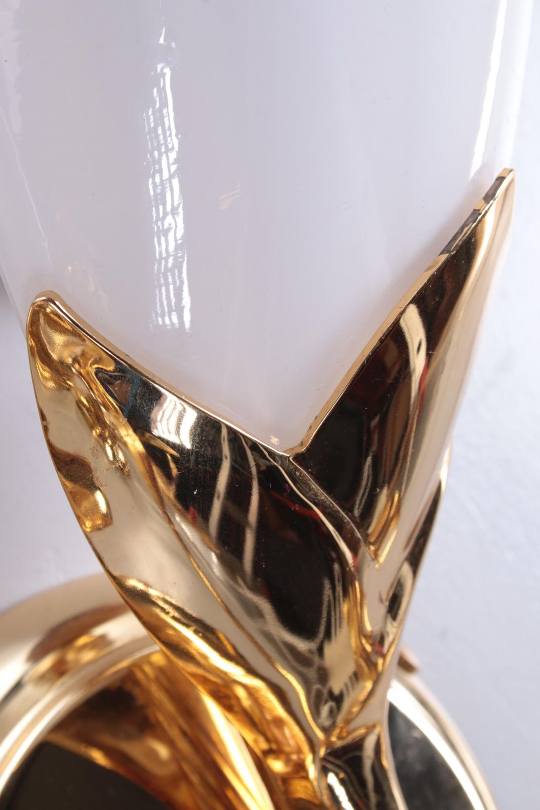 photo for sale Tulip Glass Wall Lamps Italian Design 24 Ct Gold Plate  1970