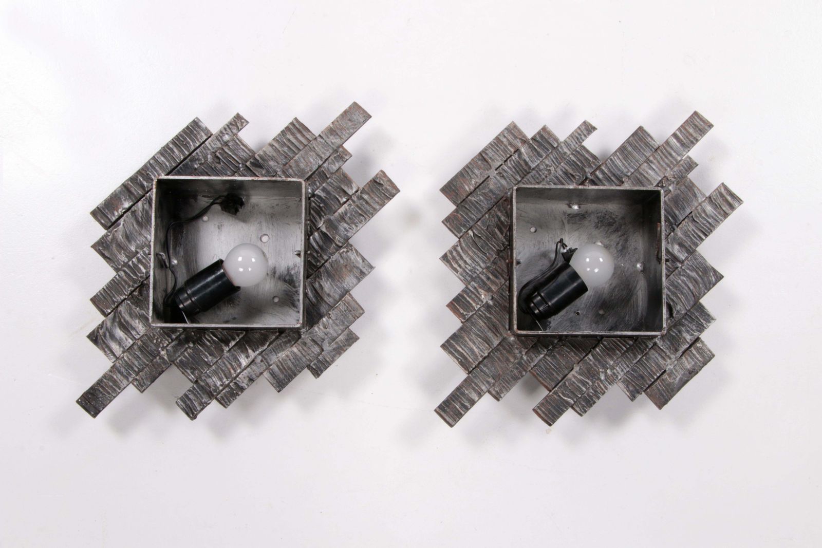photo furniture Brutalist Wall Lamps In Murano Glass By Albano Poli For Poliarte, 1970s