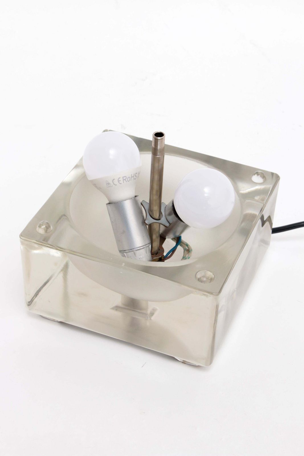 photo vinterior Alessandro Mendini “Cubosfera” Table Lamp Metal Crome Glass 1968 Italy