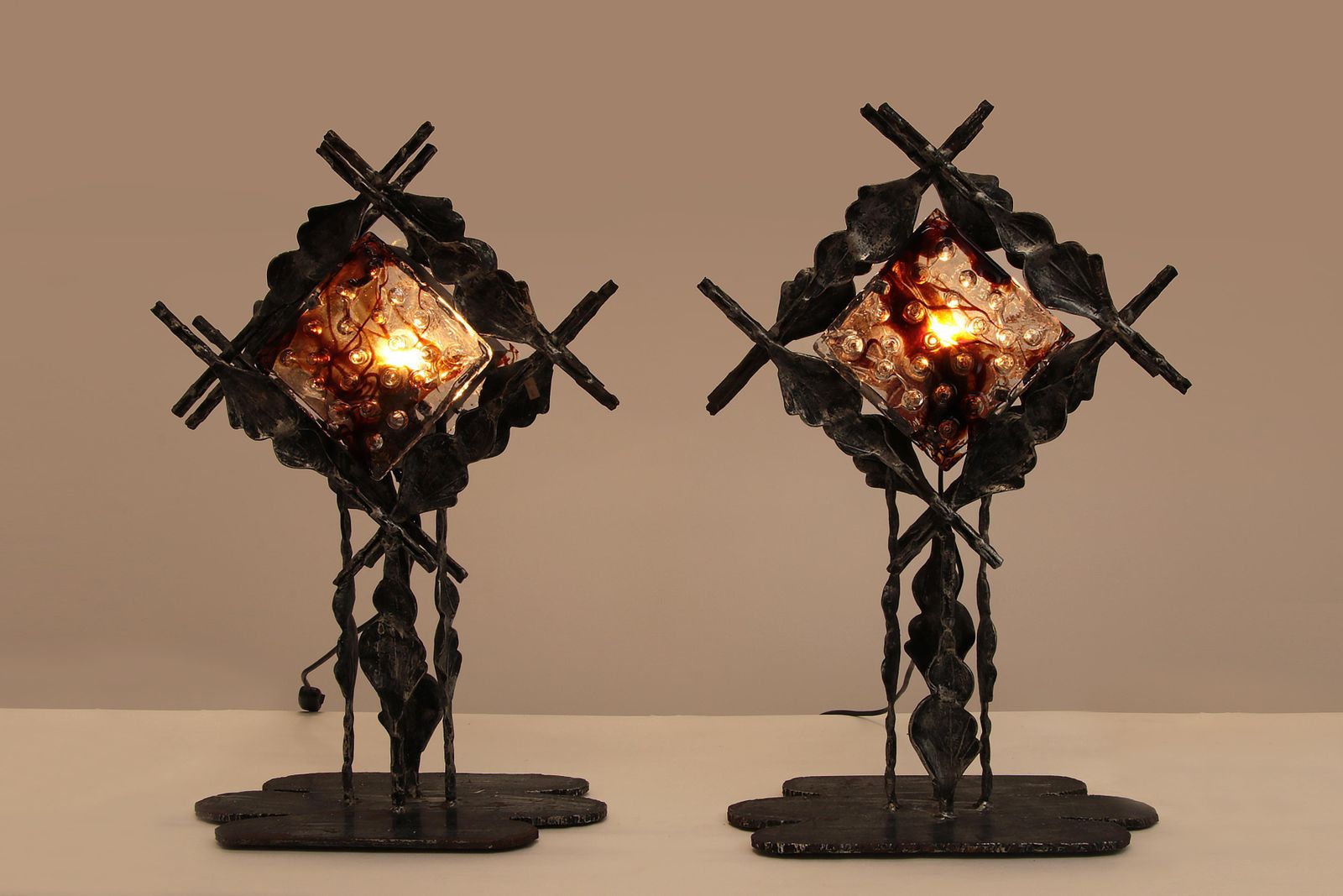 photo vinterior Italian Design Brutalist Table Lamps From Poliarte, Albano Poli, 1970s