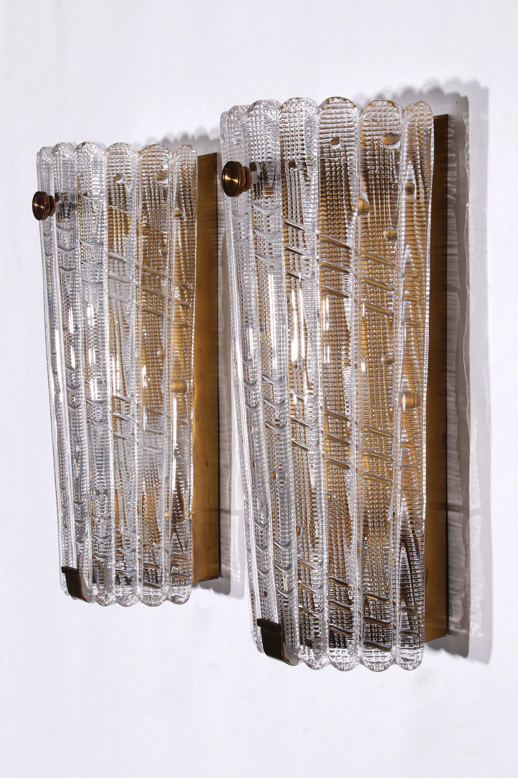 Orrefors Design Xxl Wall Lamps By Carl Fagerlund Glass And Brass, 1960s photo Lighting