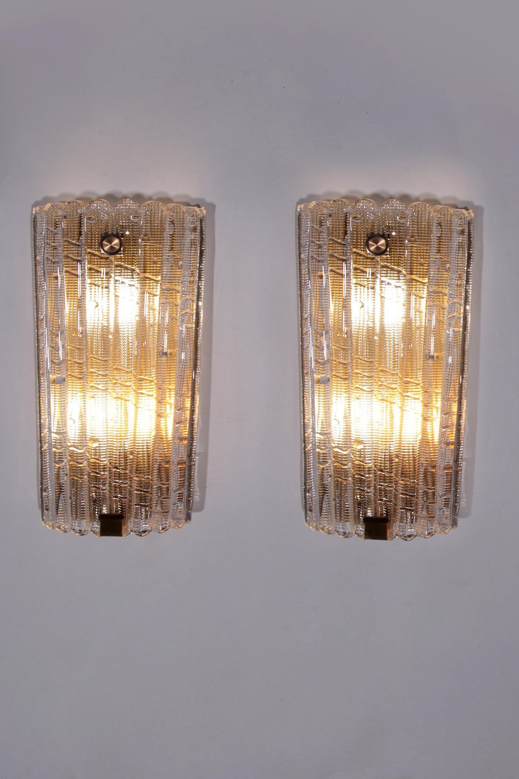 4789.0 Orrefors Design Xxl Wall Lamps By Carl Fagerlund Glass And Brass, 1960s photo