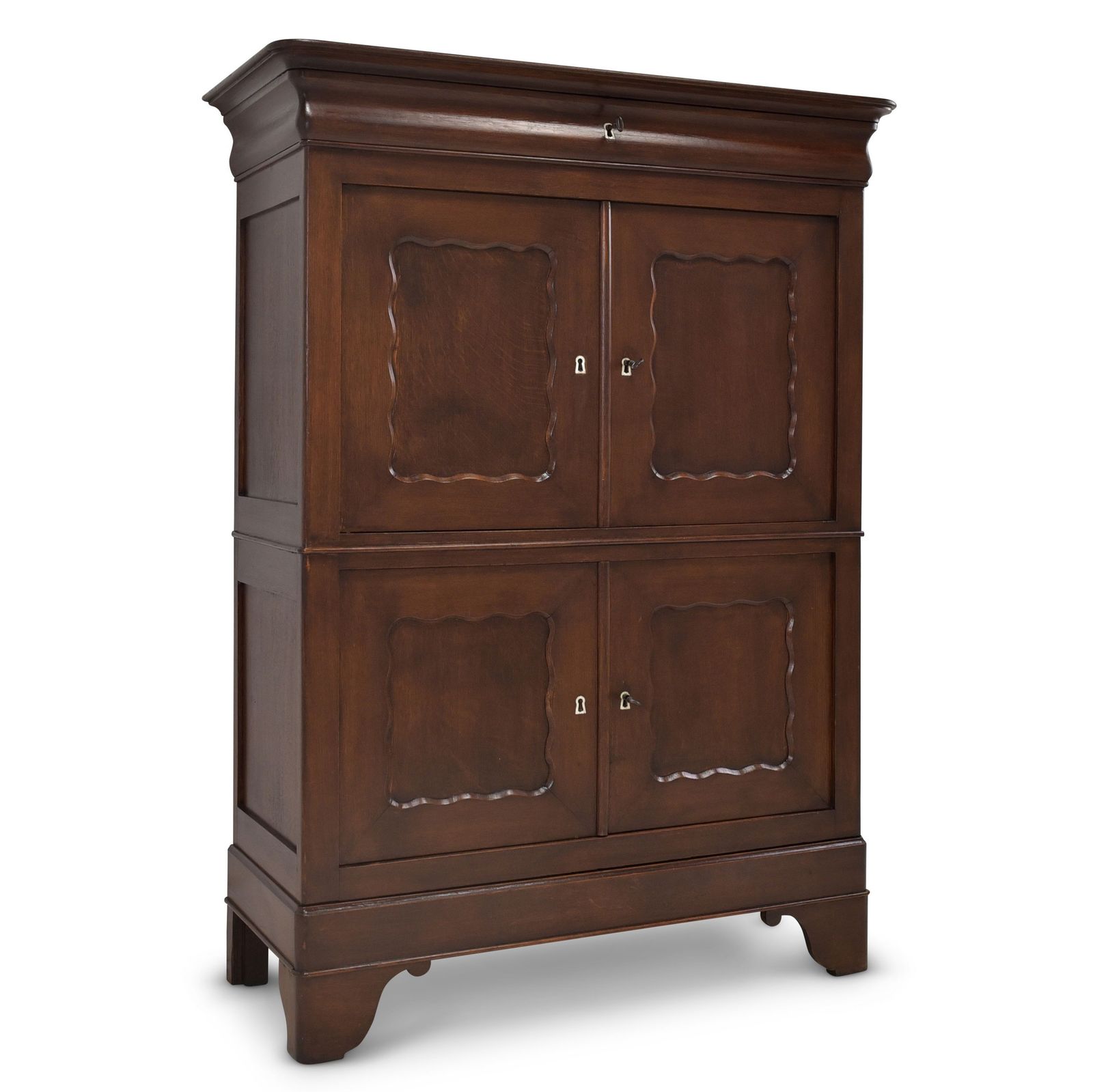 Antique! Vertiko Restored Louis Philippe Circa 1870 Oak Tall Chest Of Drawers