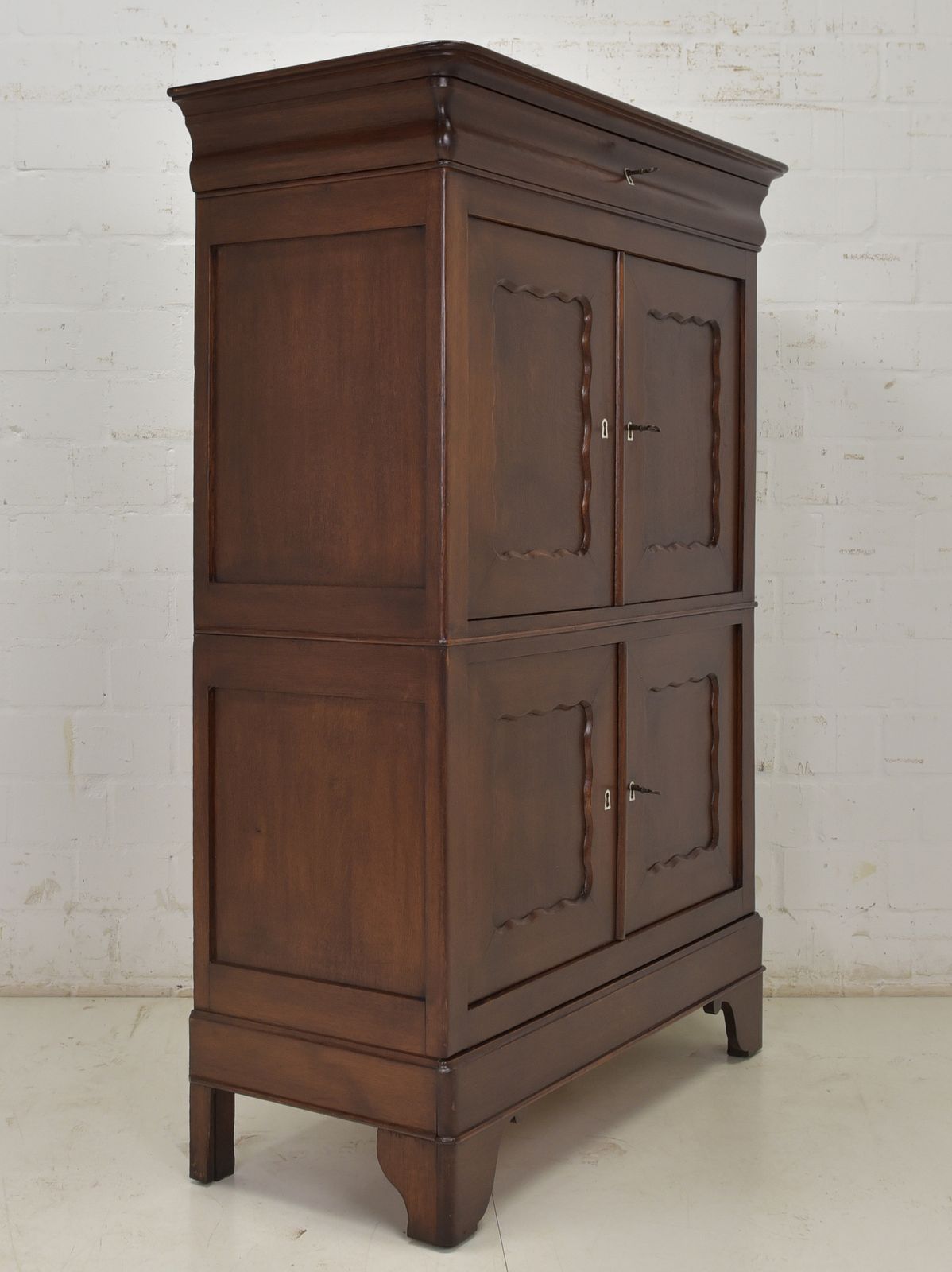 Furniture Antique! Vertiko Restored Louis Philippe Circa 1870 Oak Tall Chest Of Drawers photo