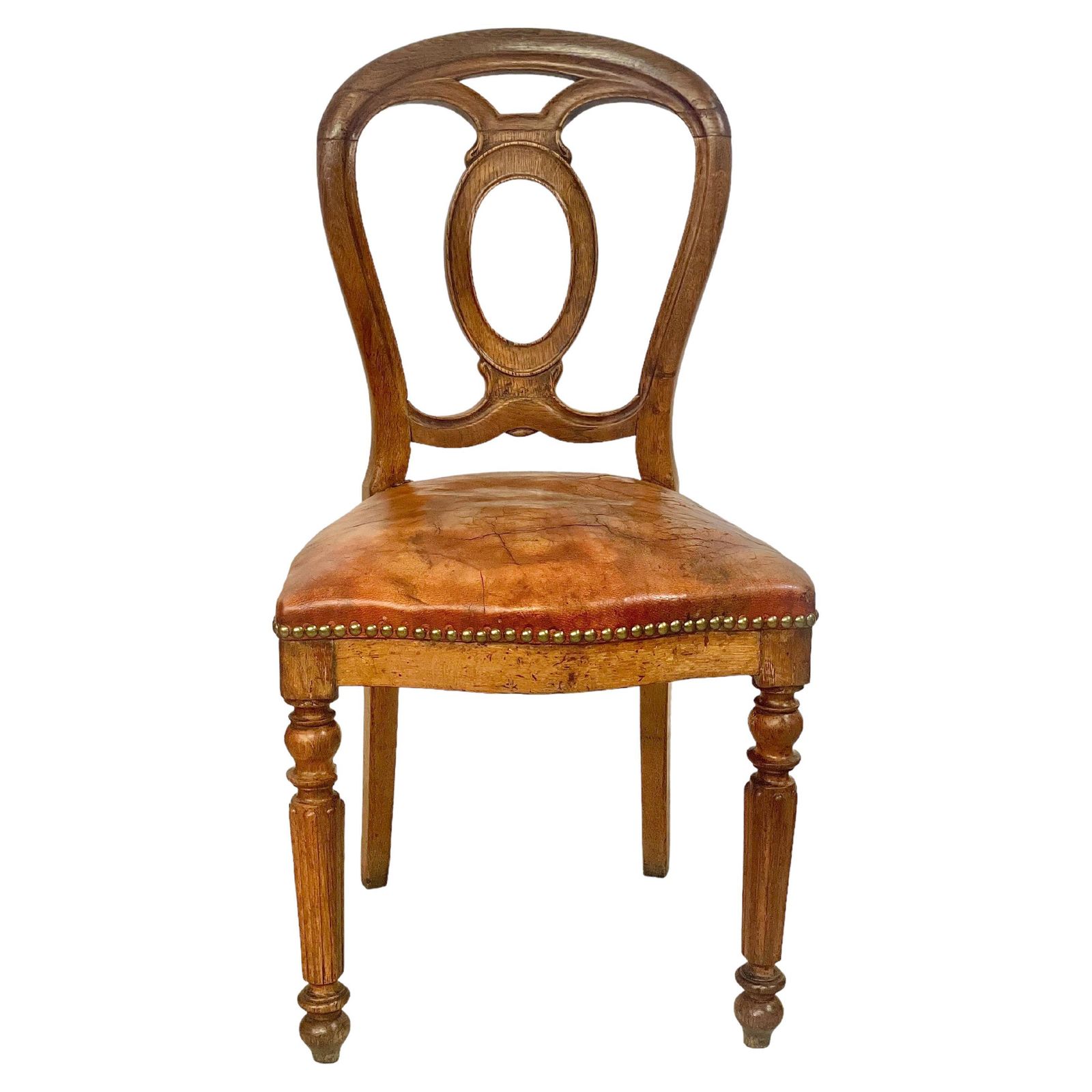 Louis Philippe Walnut And Leather Side Chair