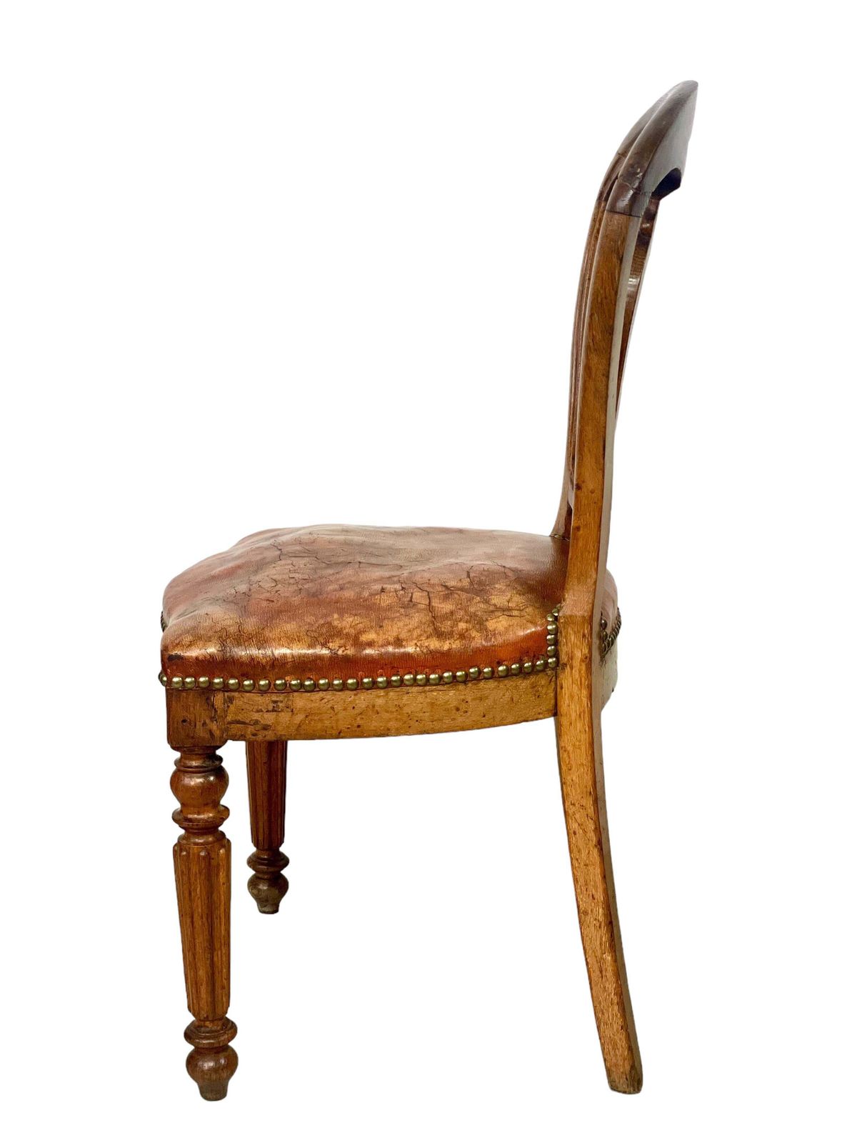 Louis Philippe Walnut And Leather Side Chair photo vinterior
