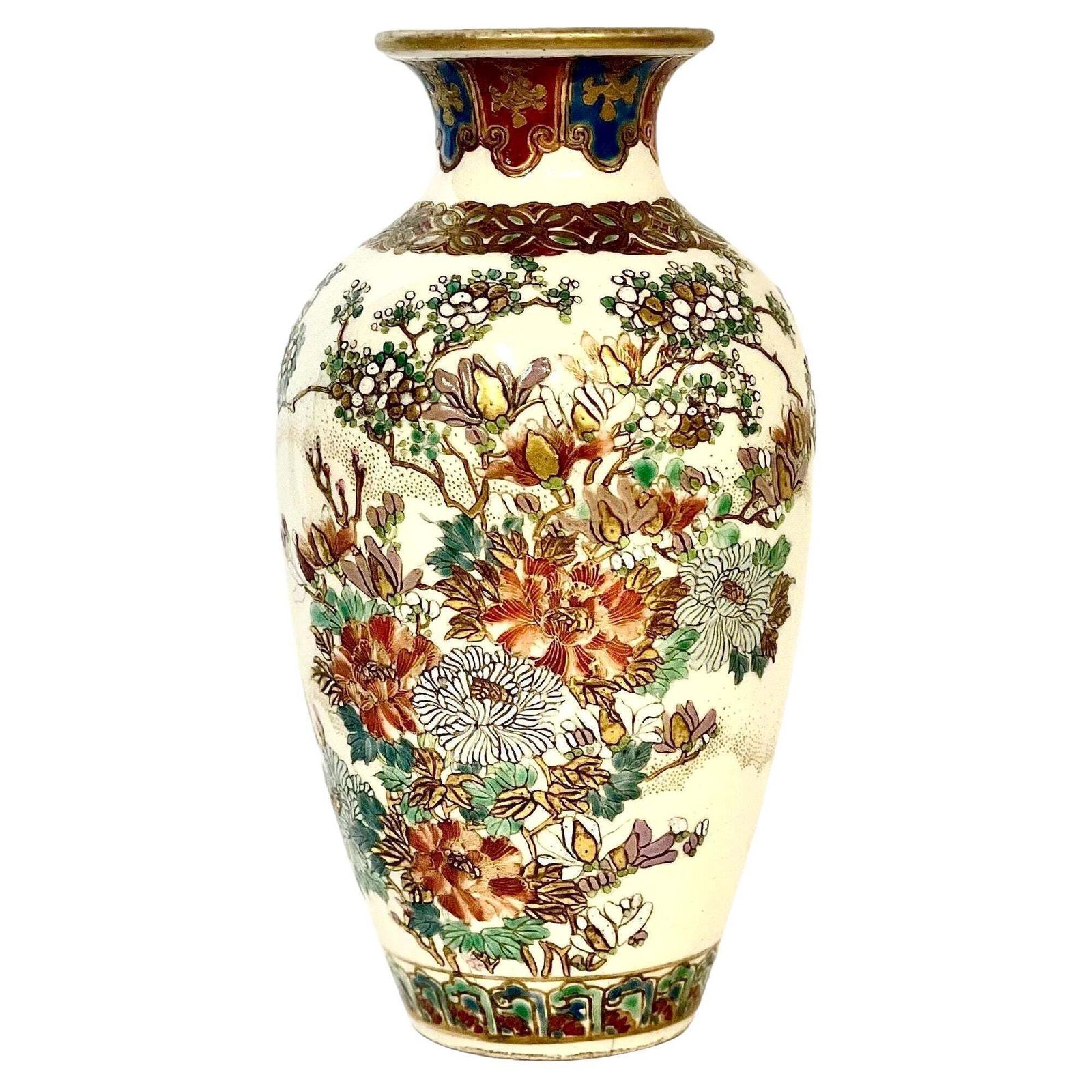Antique Japanese Taisho Satsuma Painted Vase