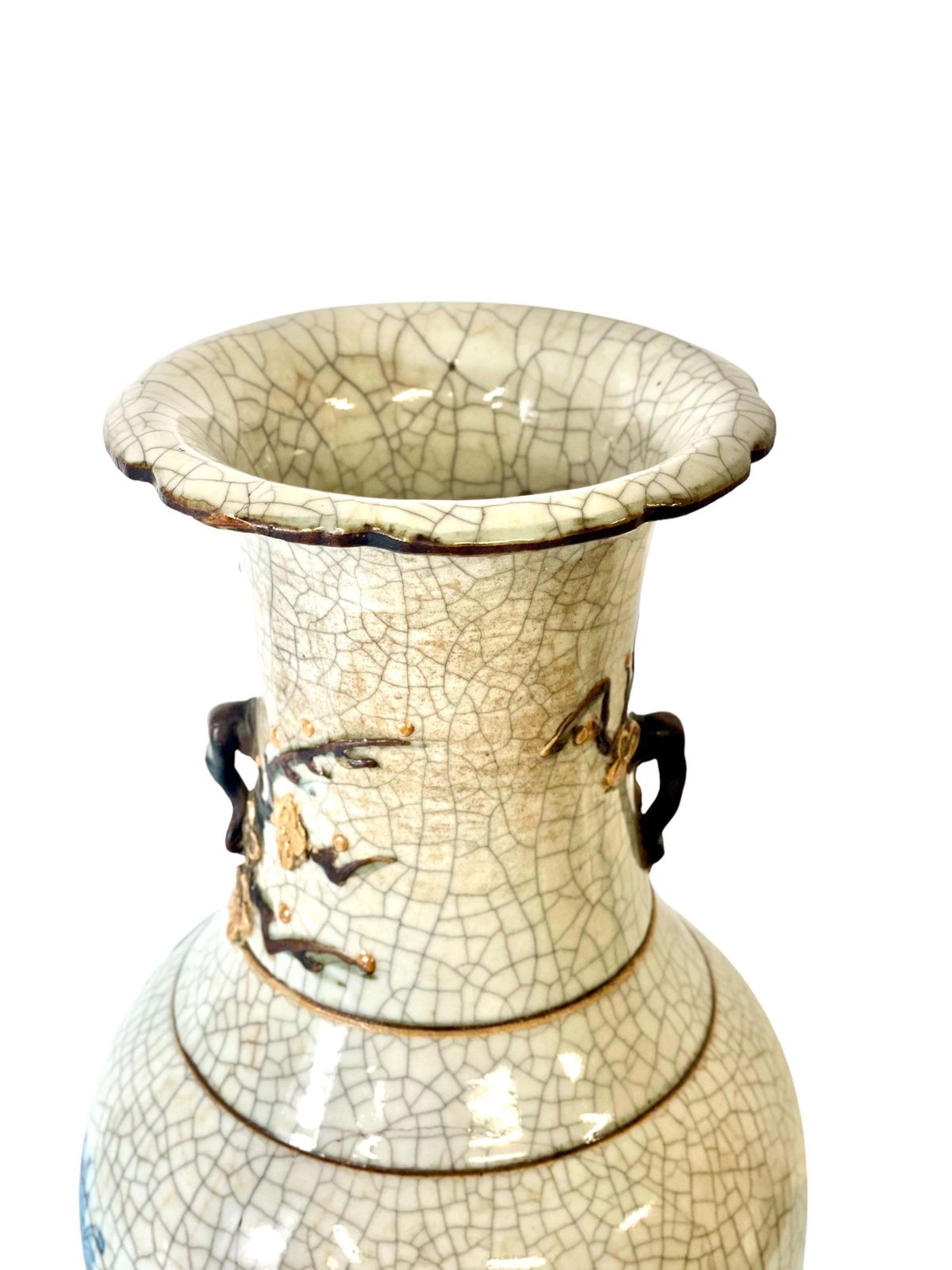 Chinese Nanjing Crackleware Blue And White Vase photo vinterior