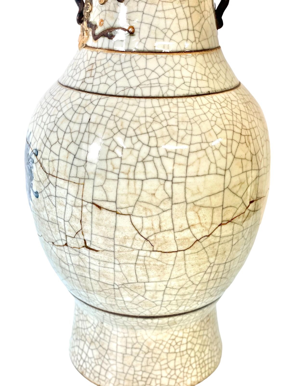 Chinese Nanjing Crackleware Blue And White Vase photo vintage