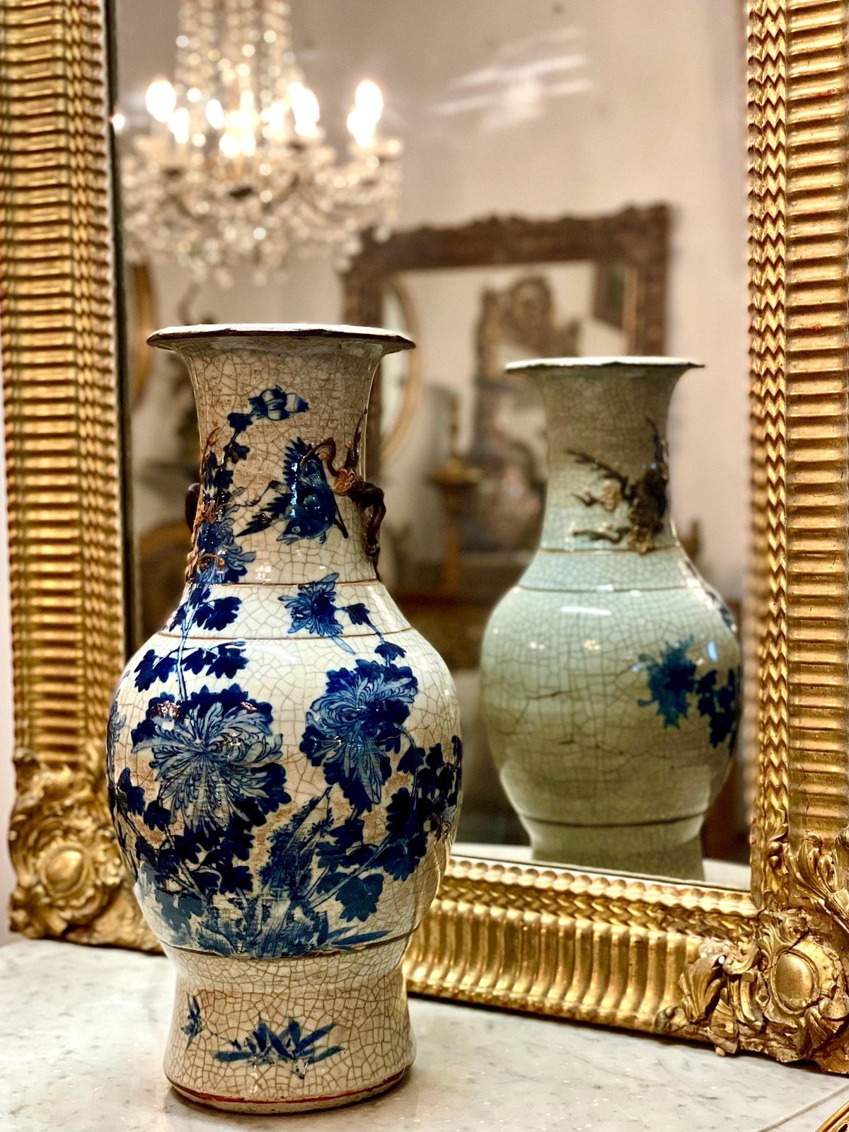 photo vinterior Chinese Nanjing Crackleware Blue And White Vase
