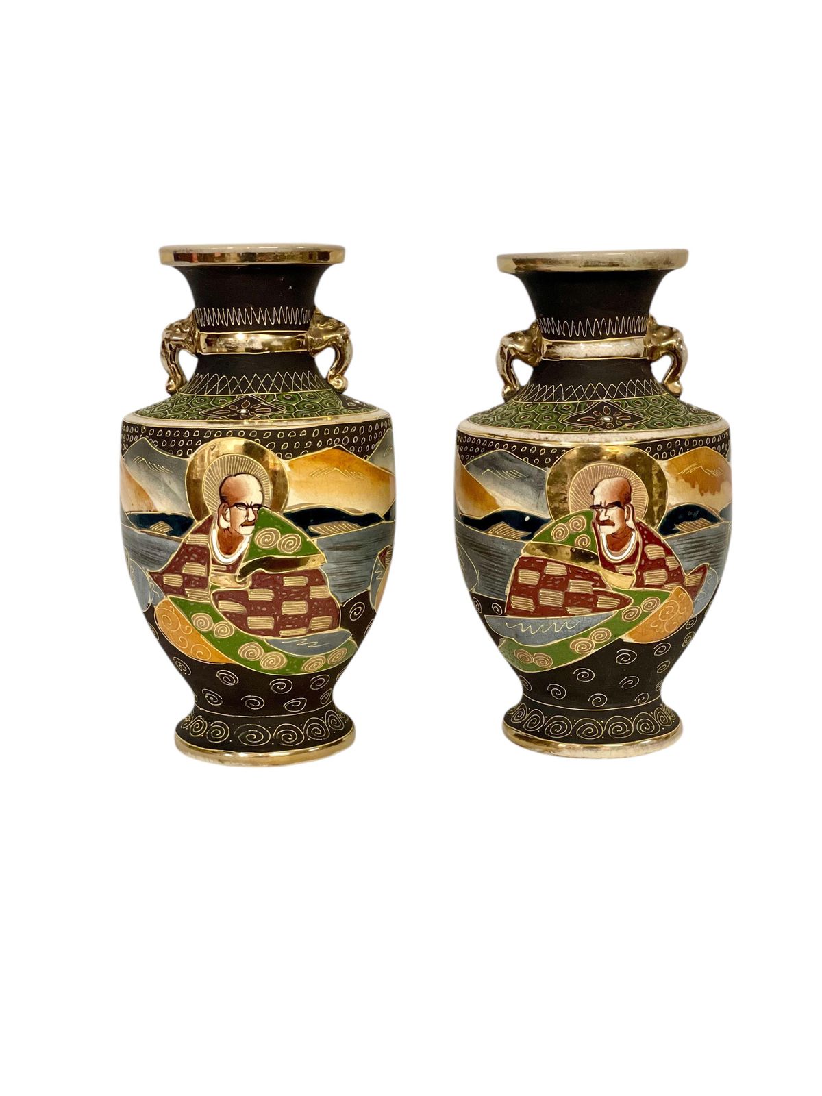 Pair Of Early 20th Century Japanese Satsuma Vases photo for sale