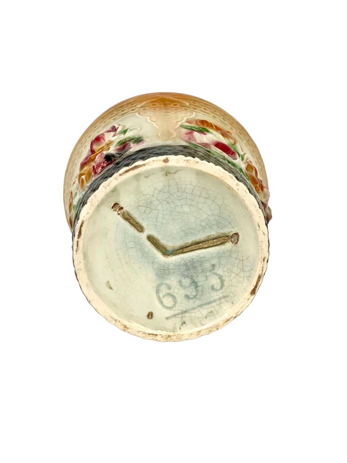 19th Century French Majolica Cache Pot With Poppies Decor photo buy
