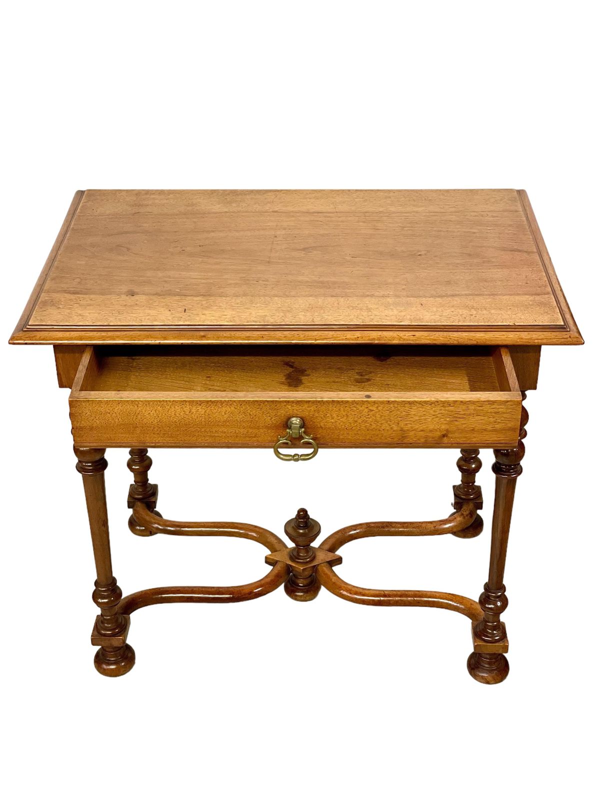19th Century Side Table With Frieze Drawer And Baluster Turned Legs photo vintage