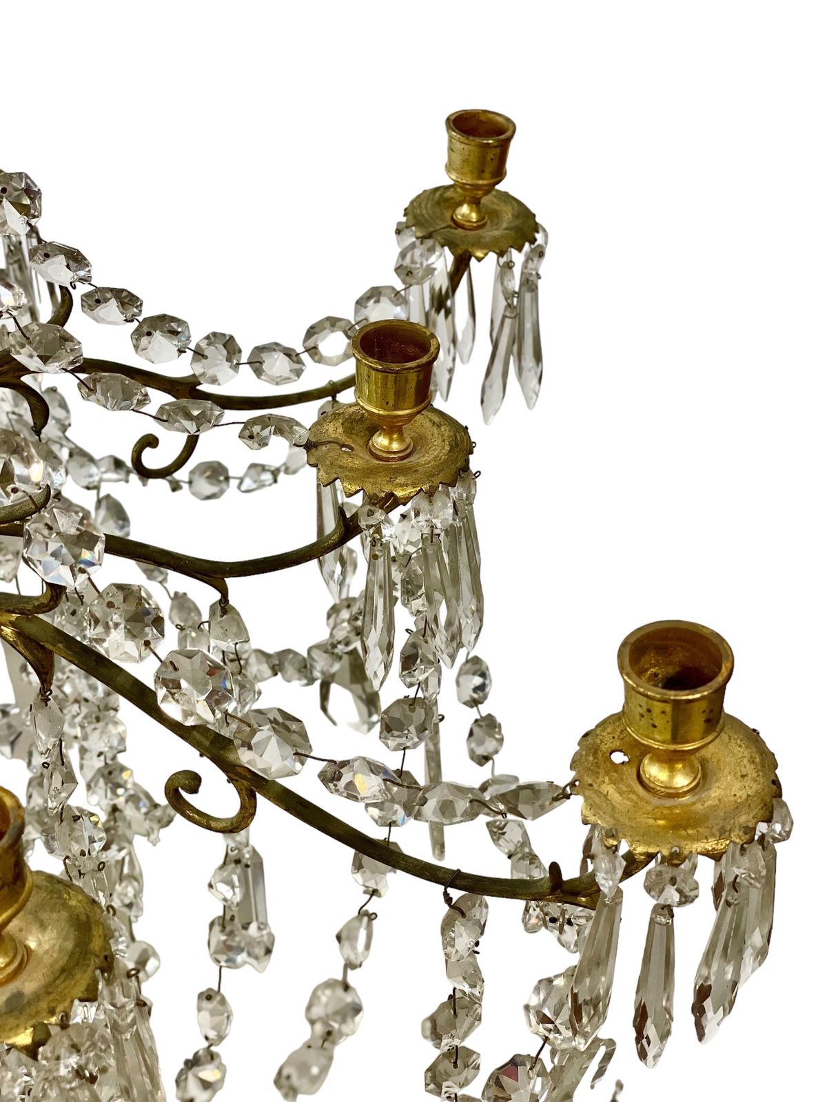19th Century Large Crystal And Bronze Chandelier Of 12 Lights photo Lighting