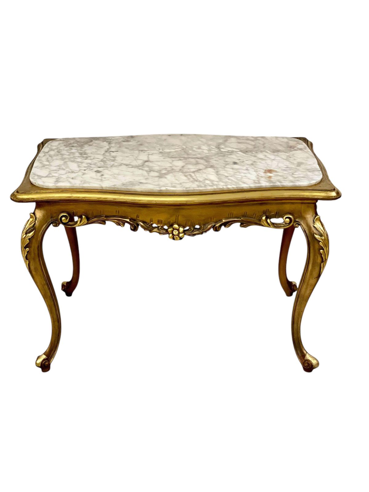 photo for sale 20th Century Louis XV Style Giltwood And Marble Top Coffee Table