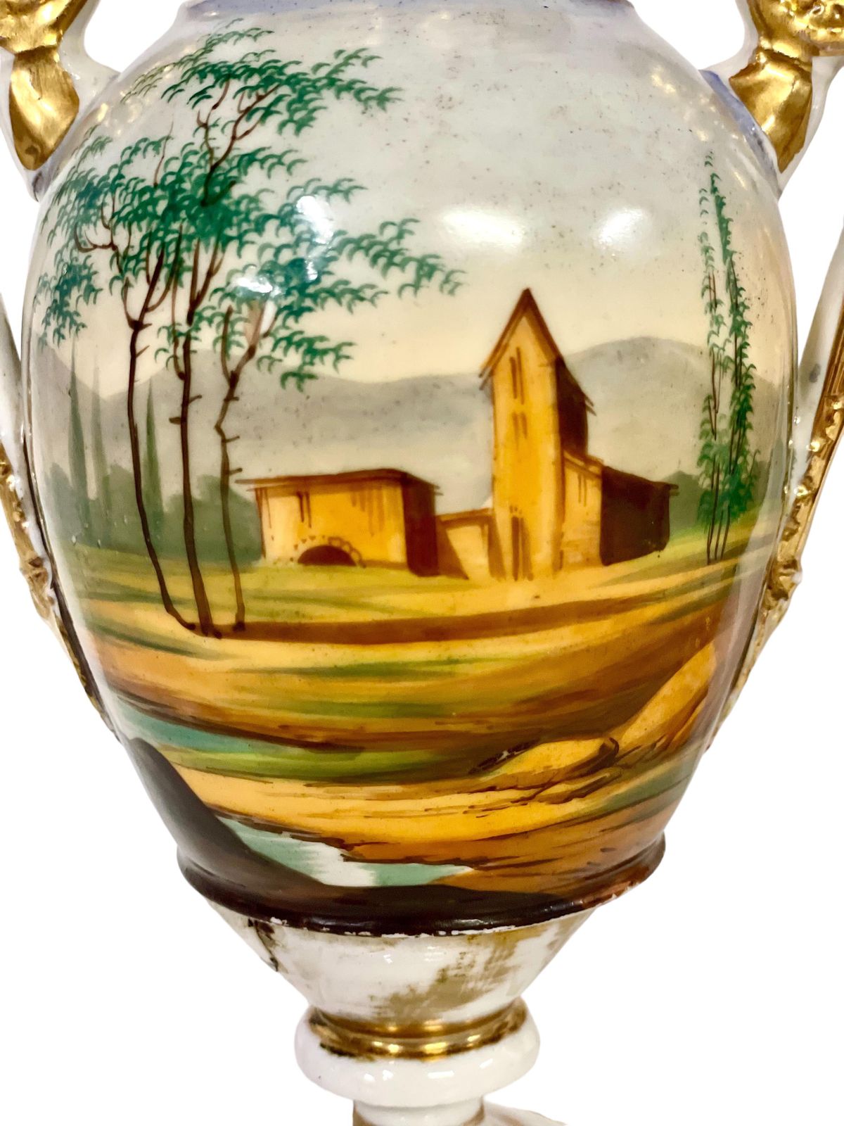 19th Century Pair Of Hand Painted Paris Porcelain Urns photo Home Decor