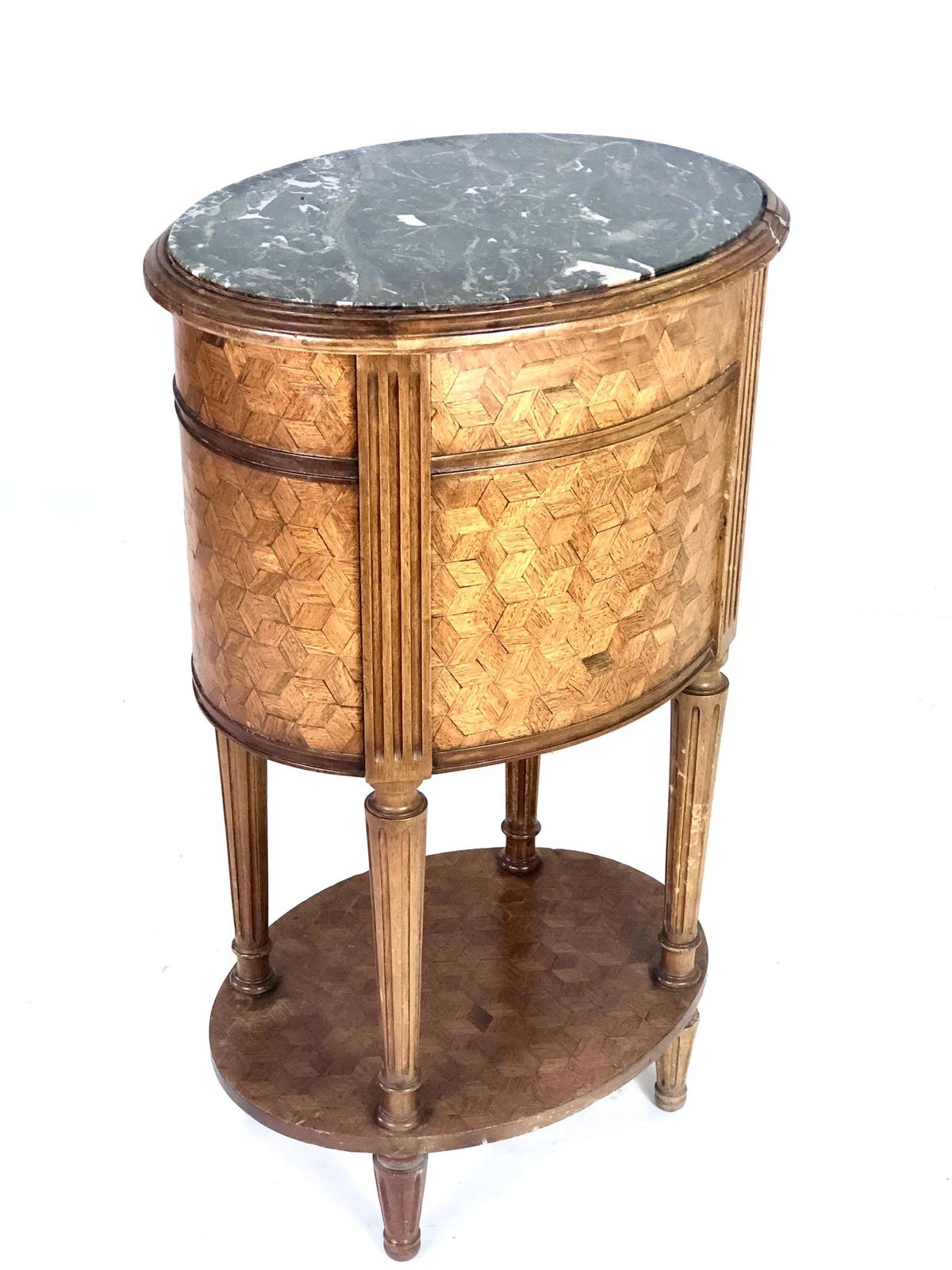 19th Century Louis XVI Oval Veneered Side Table, France photo furniture