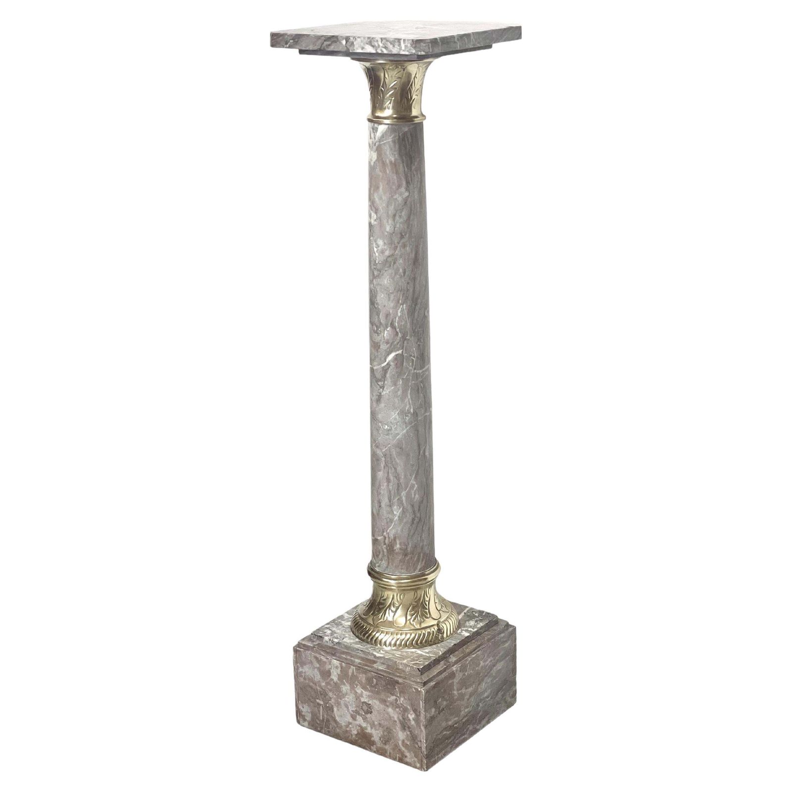 Grey Marble Pedestal With Gilt Bronze In A Louis XVI Style