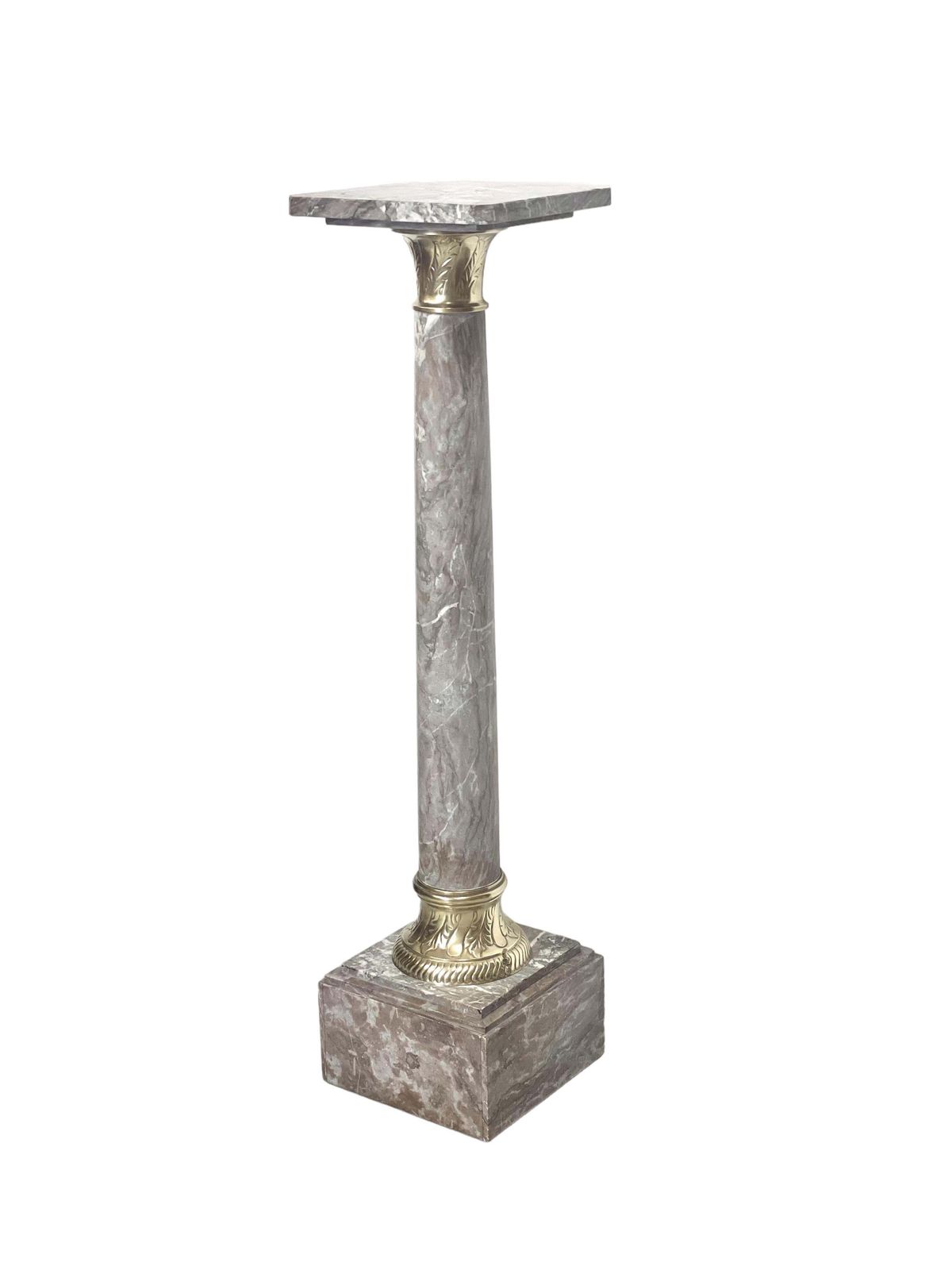 Grey Marble Pedestal With Gilt Bronze In A Louis XVI Style photo for sale