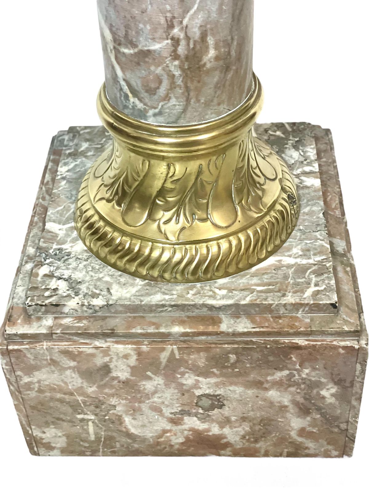 Grey Marble Pedestal With Gilt Bronze In A Louis XVI Style photo vinterior