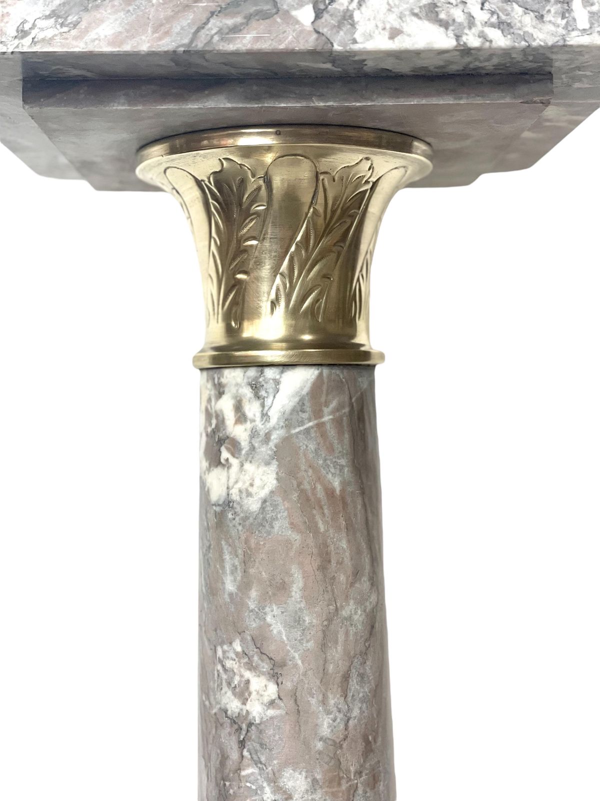 photo furniture Grey Marble Pedestal With Gilt Bronze In A Louis XVI Style