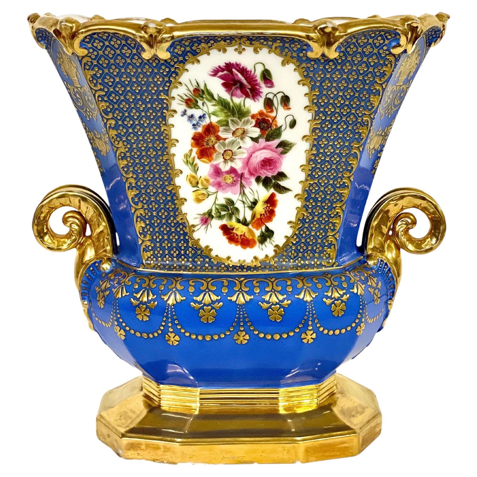 19th Century Large Opulent Cobalt Blue Porcelaine De Paris Vase