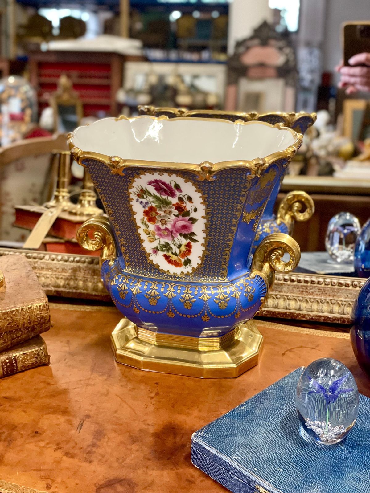 Home Decor 19th Century Large Opulent Cobalt Blue Porcelaine De Paris Vase photo
