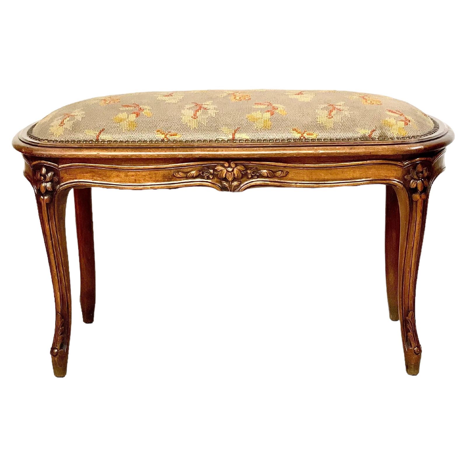 19th Century French Régence Style Walnut Piano Bench Or Stool