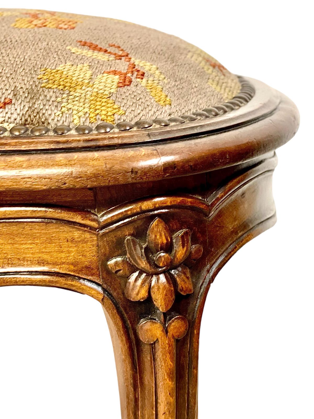 19th Century French Régence Style Walnut Piano Bench Or Stool photo vinterior