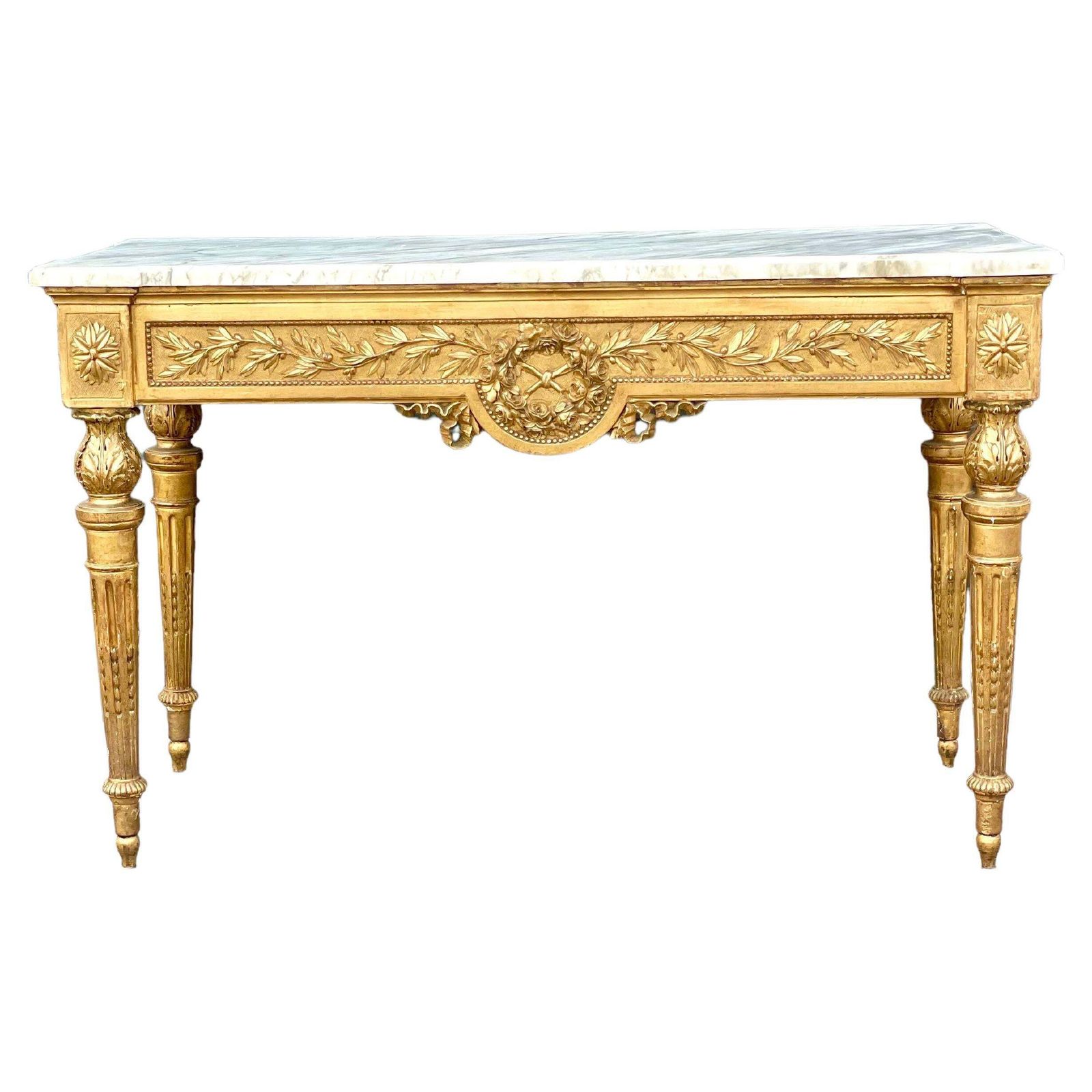 18th Century Opulent And Large Louis XVI Period Giltwood Console Table