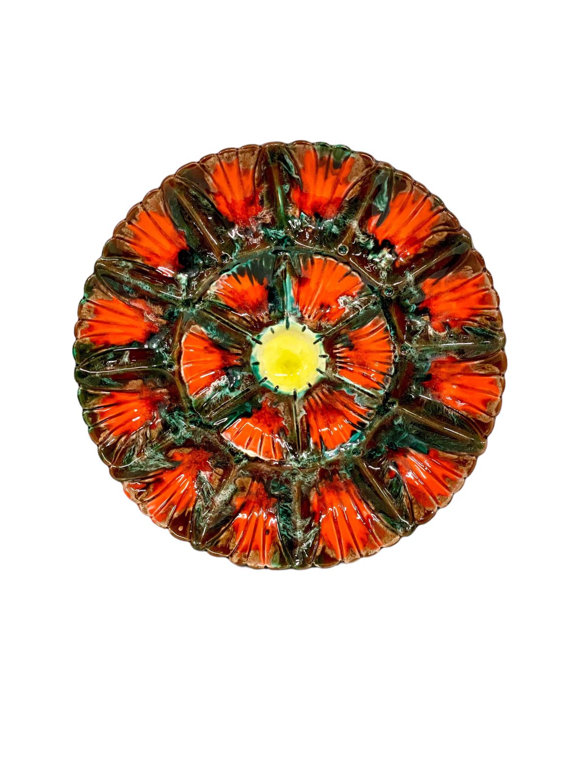 photo for sale 19th Century Set Of Eight Majolica Oyster Plates And Serving Platter