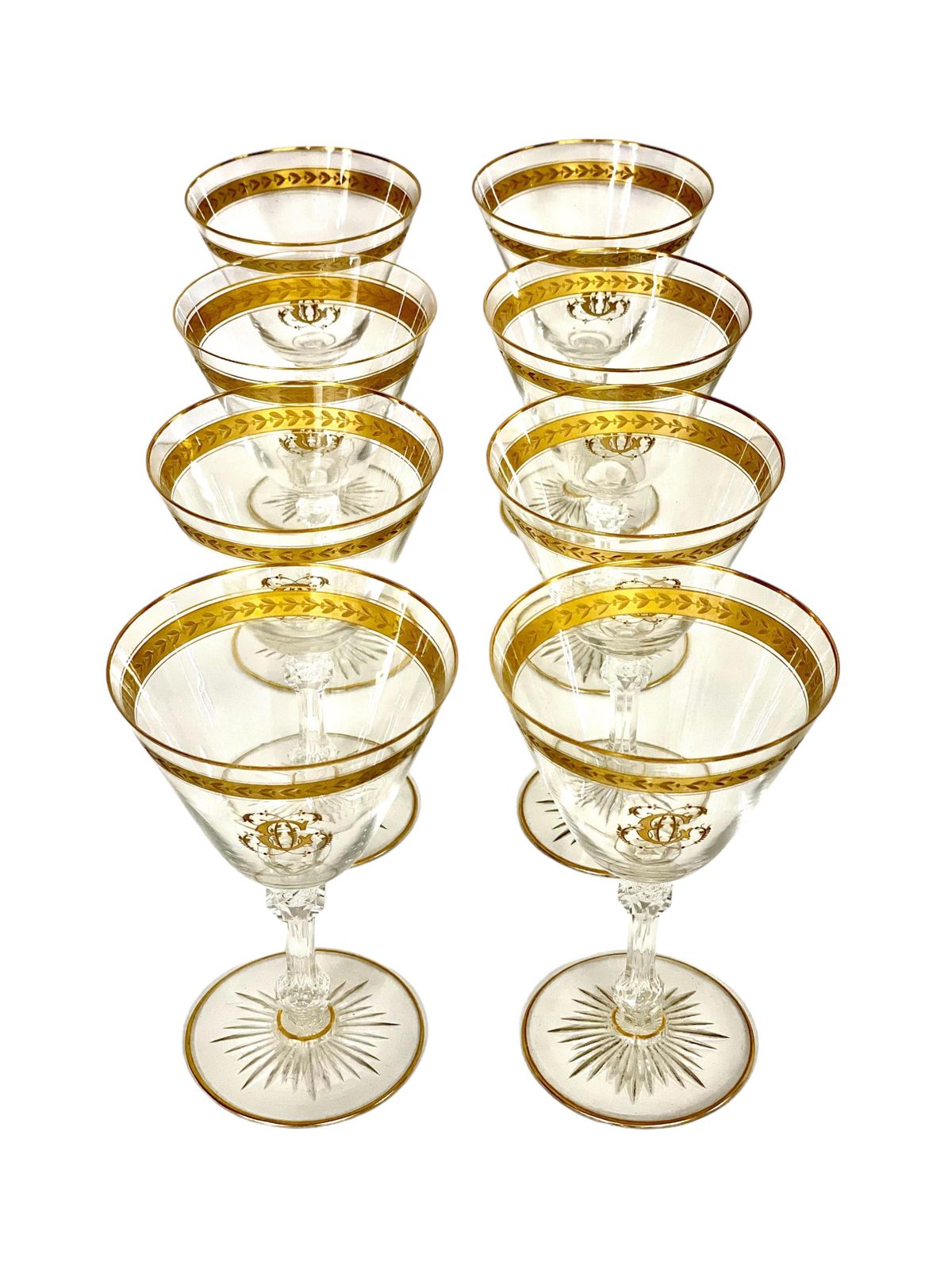 Set Of Eight Antique Crystal Gilded Glasses In The Saint Louis Style photo furniture