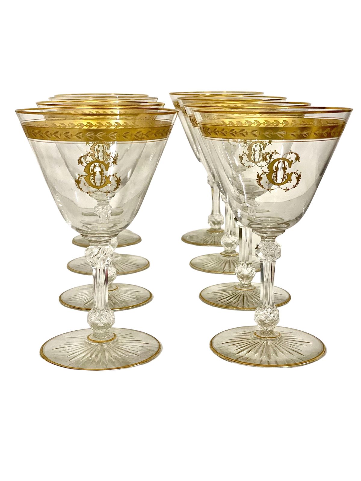 photo furniture Set Of Eight Antique Crystal Gilded Glasses In The Saint Louis Style