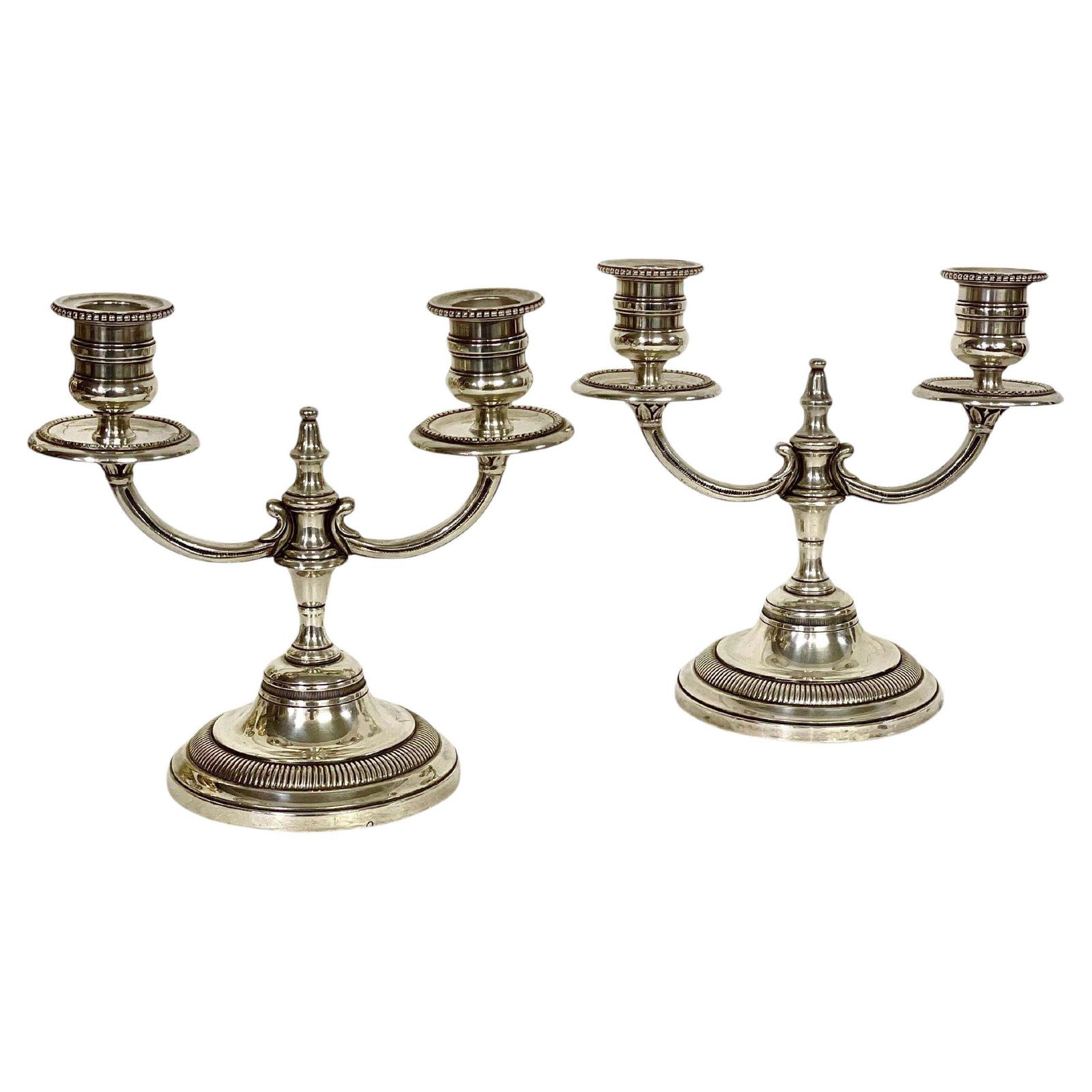 Pair Of 19th Century Petite Silver Plated Bronze Candelabras