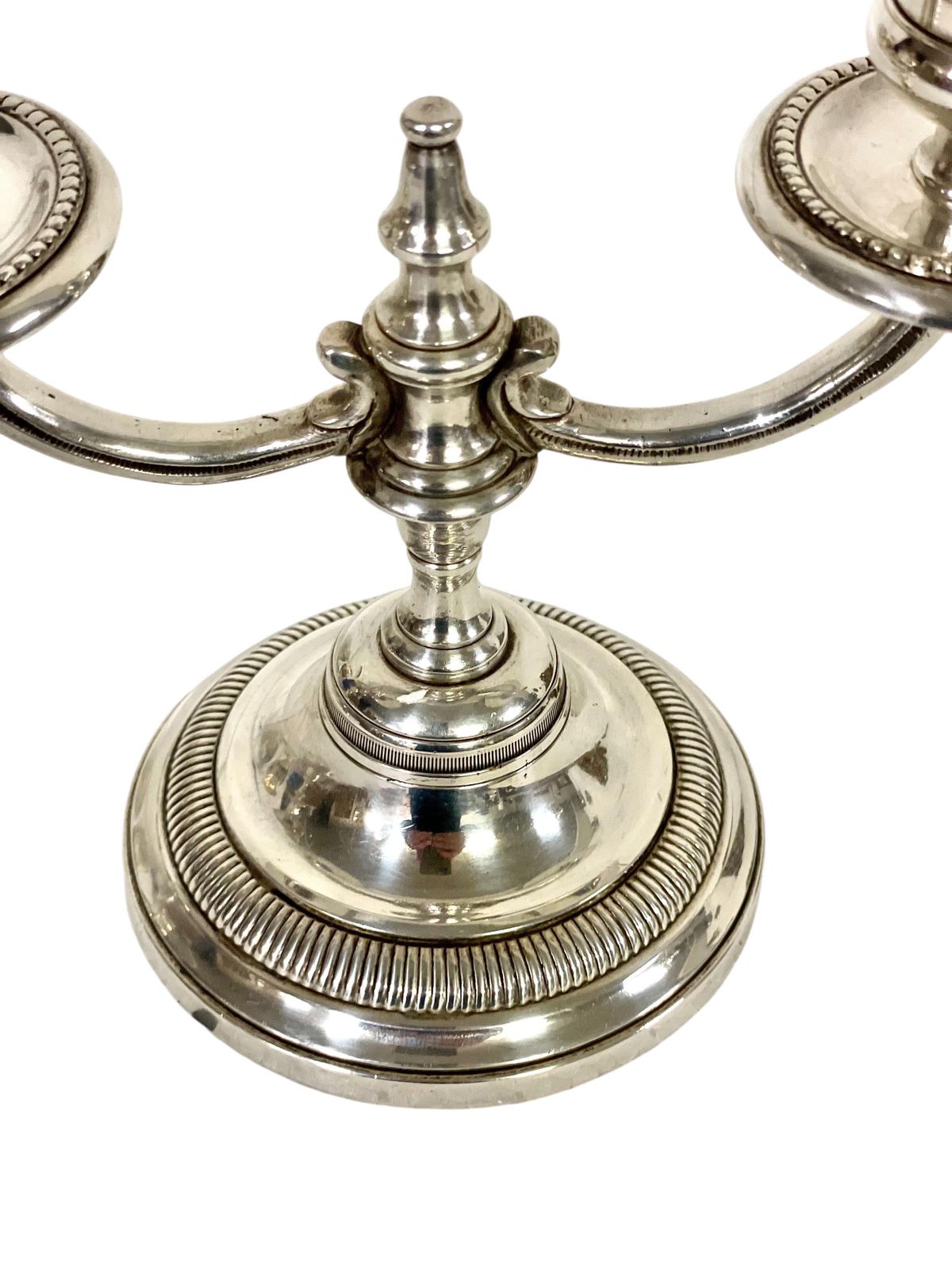 photo for sale Pair Of 19th Century Petite Silver Plated Bronze Candelabras