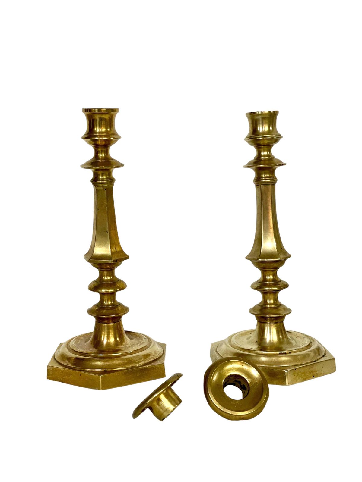 19th Century Pair Of Gilt Bronze Baluster Candlesticks photo for sale