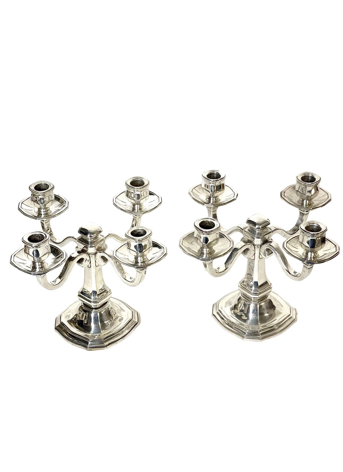 Pair Of Silver Plated Bronze Candelabras 19th Century photo furniture