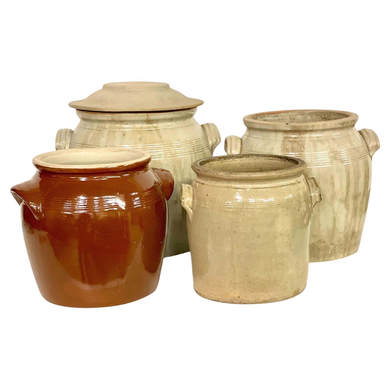 19th Century Set Of Four Glazed Terracotta Confit Pots