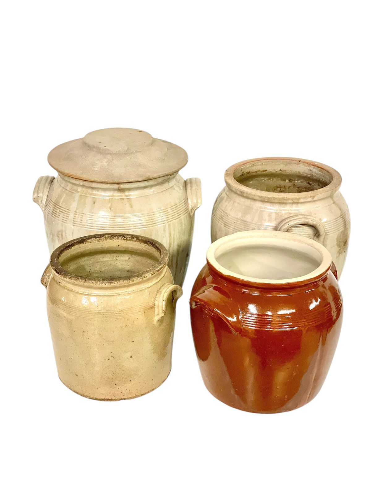 photo vinterior 19th Century Set Of Four Glazed Terracotta Confit Pots