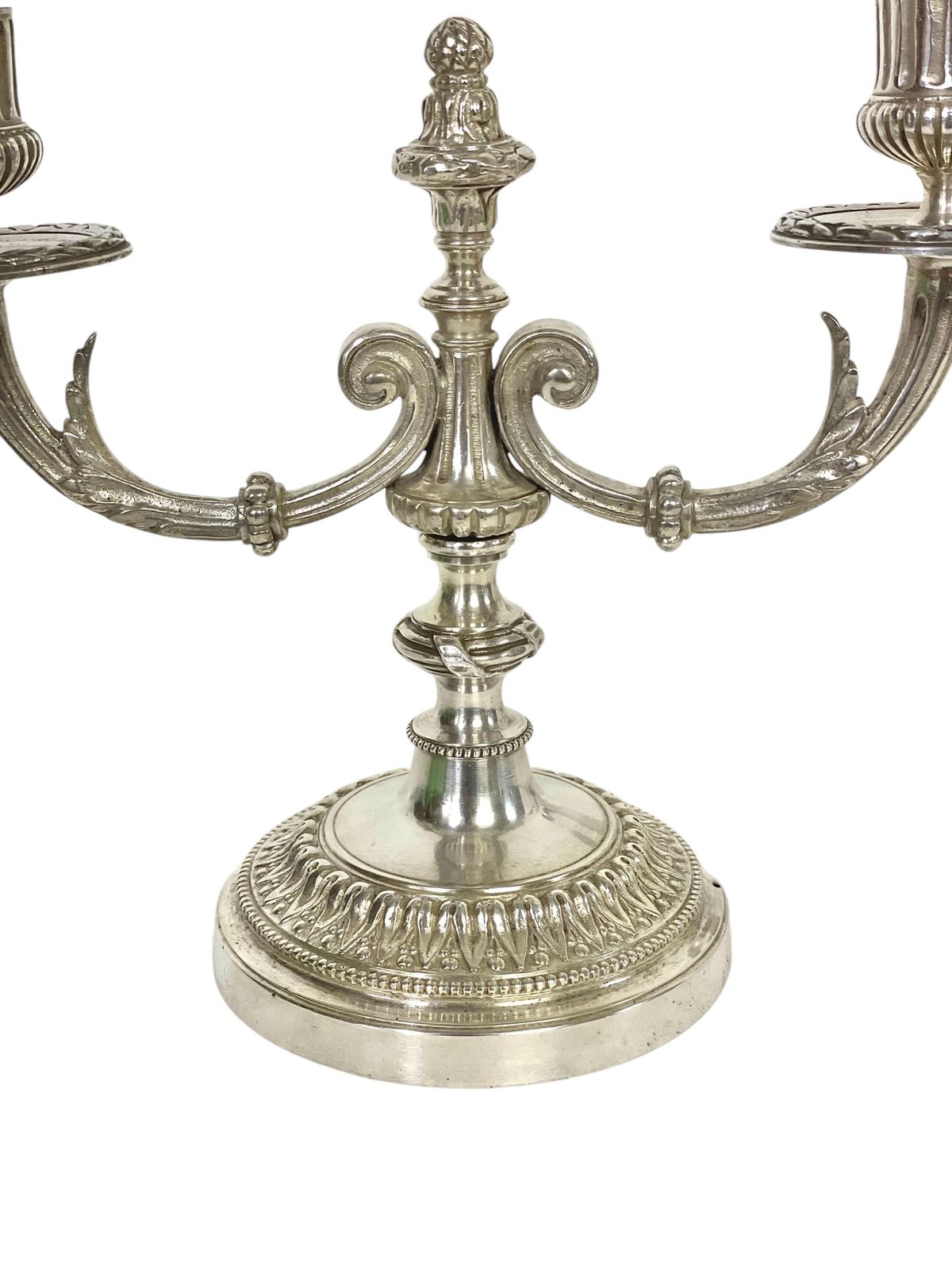 19th Century Pair Of Neoclassical Silver Plated Candelabra photo furniture