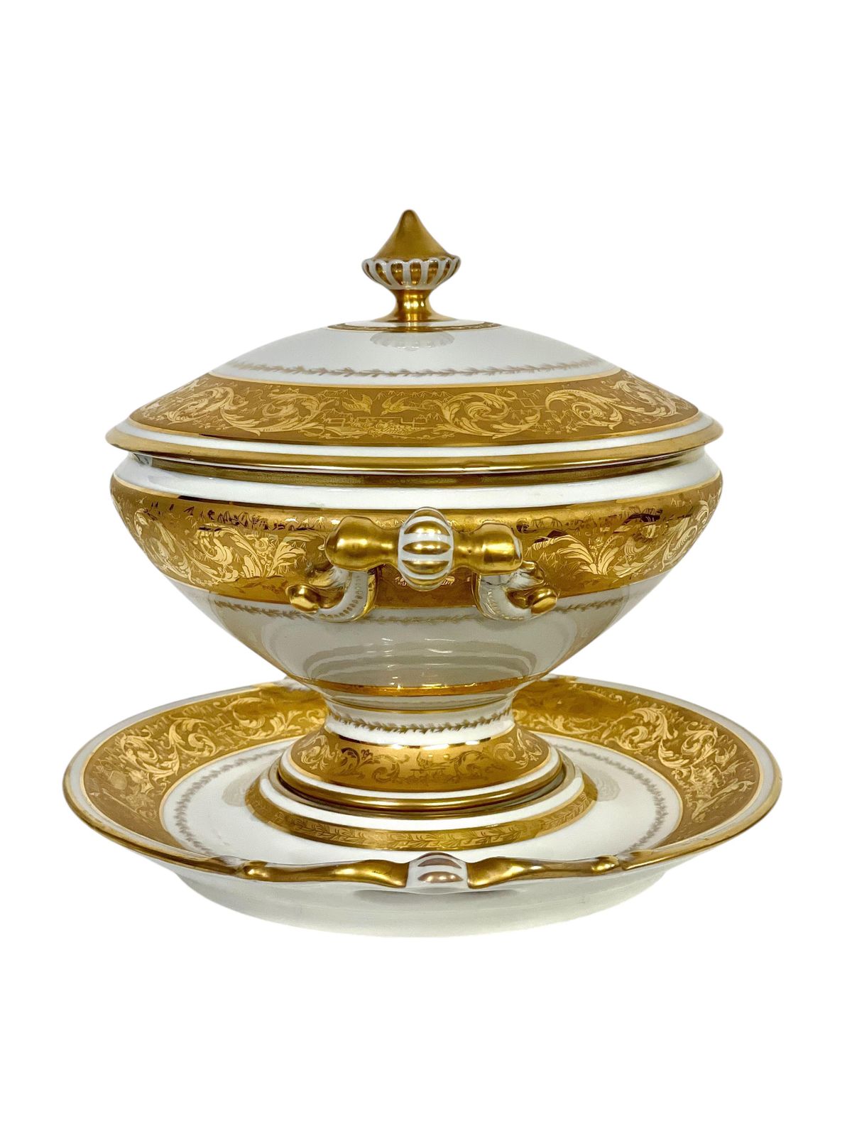 Large Gold Porcelain Tureen And Gold Platter By Camille Le Tallec photo furniture