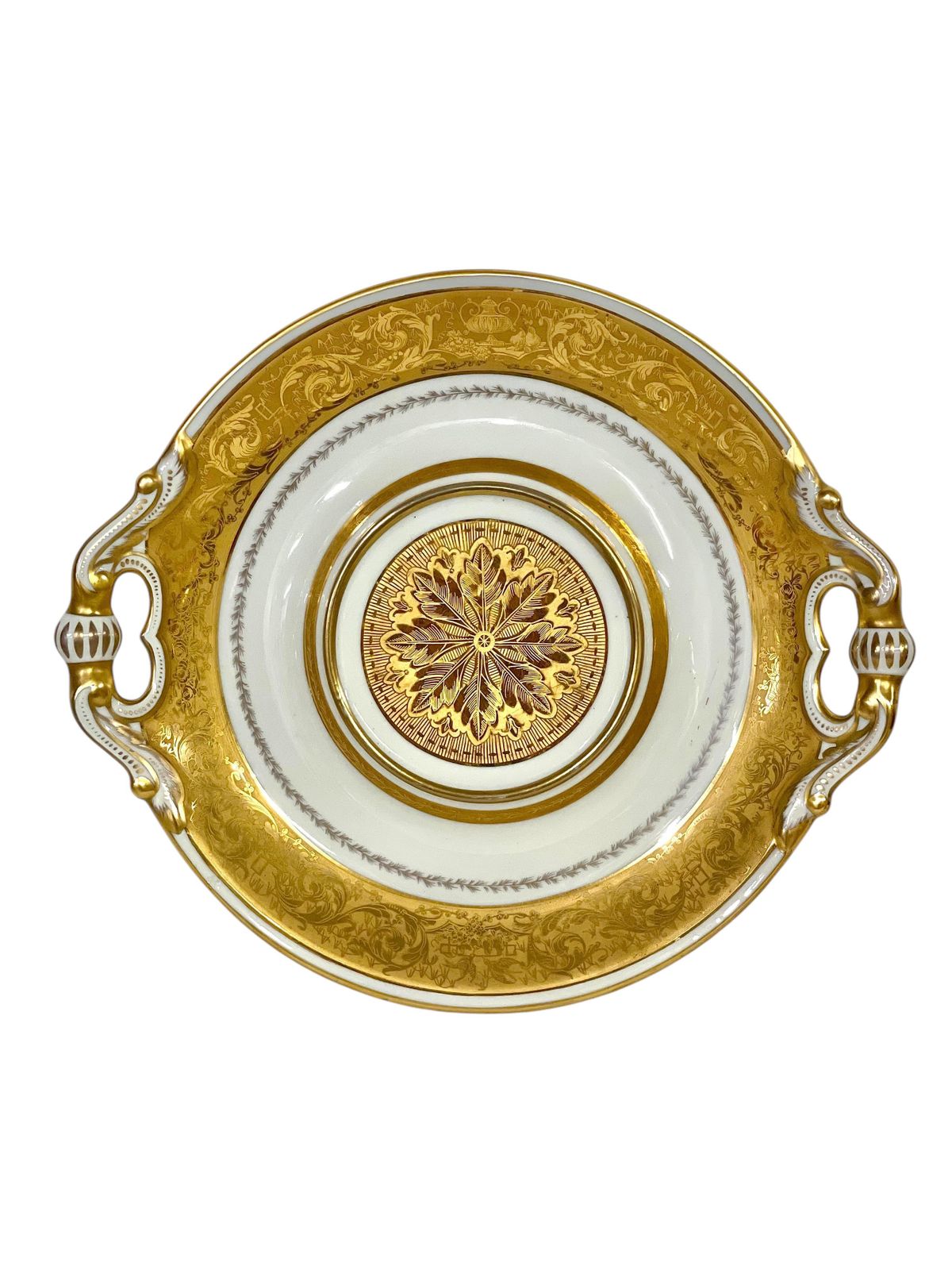 photo vintage Large Gold Porcelain Tureen And Gold Platter By Camille Le Tallec