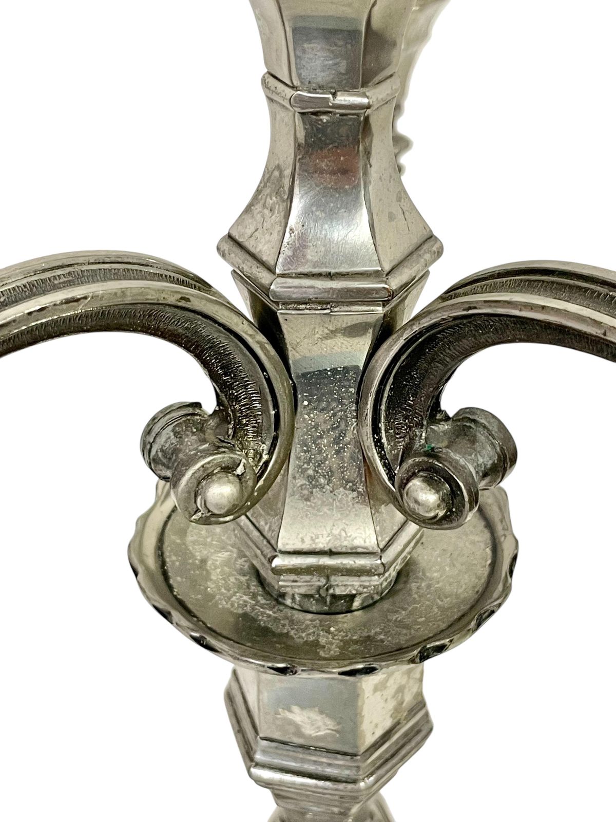 19th Century Pair Of Large Silvered Bronze Candelabras photo vintage