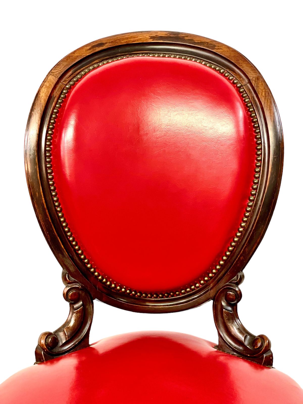 19th Century Set Of Four French Red Leather Dining Chairs photo vintage