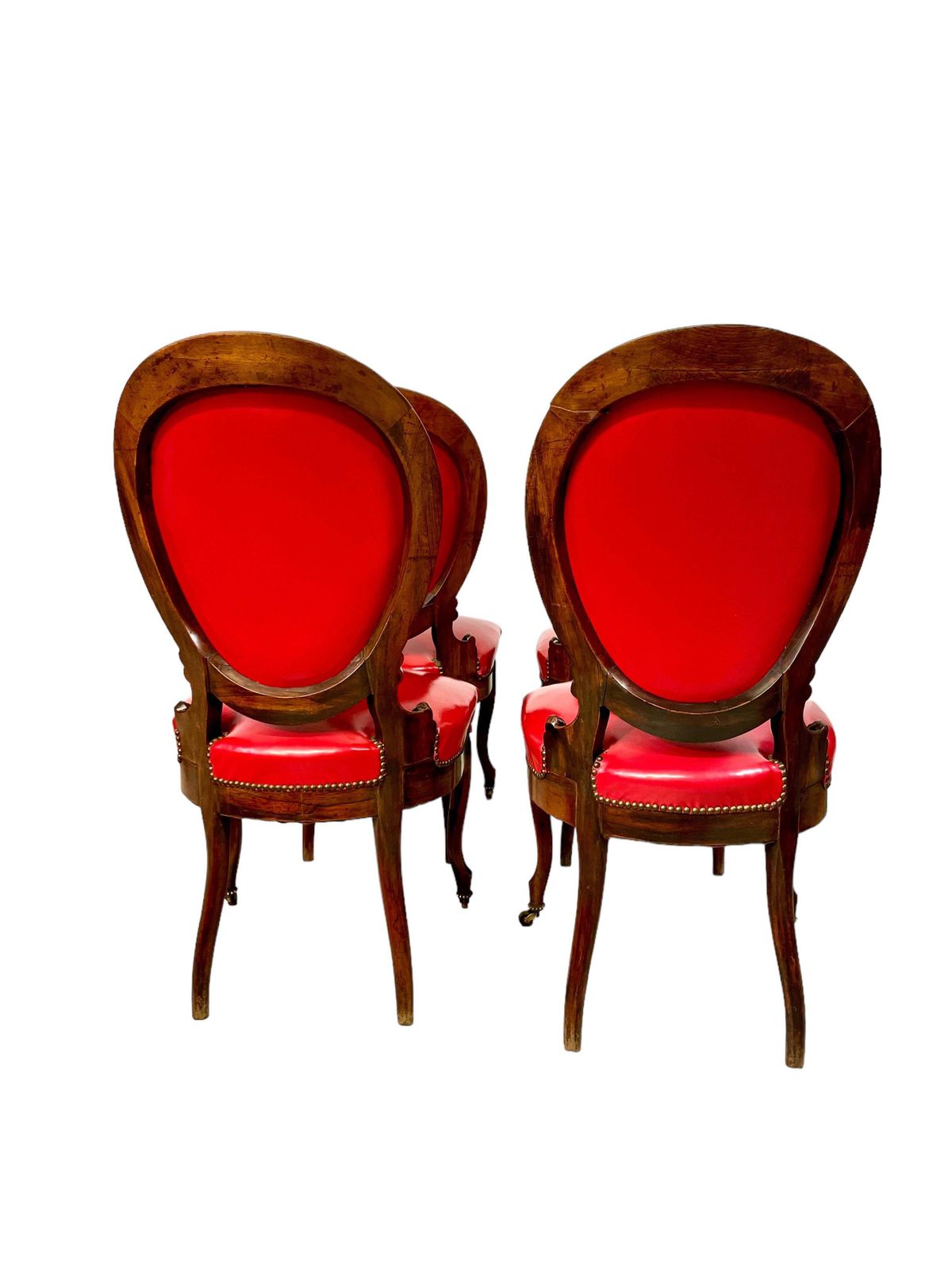 photo buy 19th Century Set Of Four French Red Leather Dining Chairs