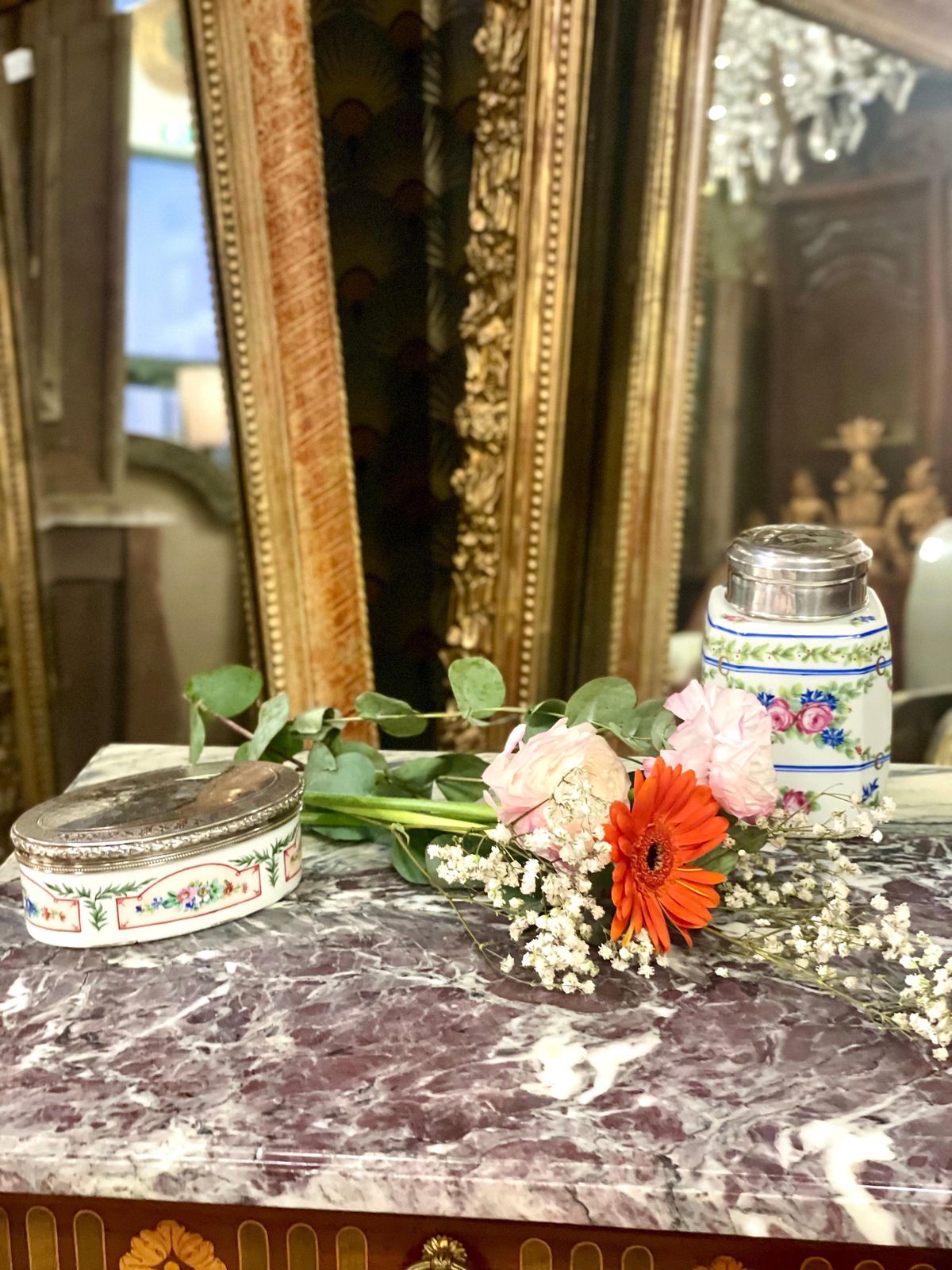 Sterling Silver, Lidded Porcelain Trinket Or Snuff Box photo buy