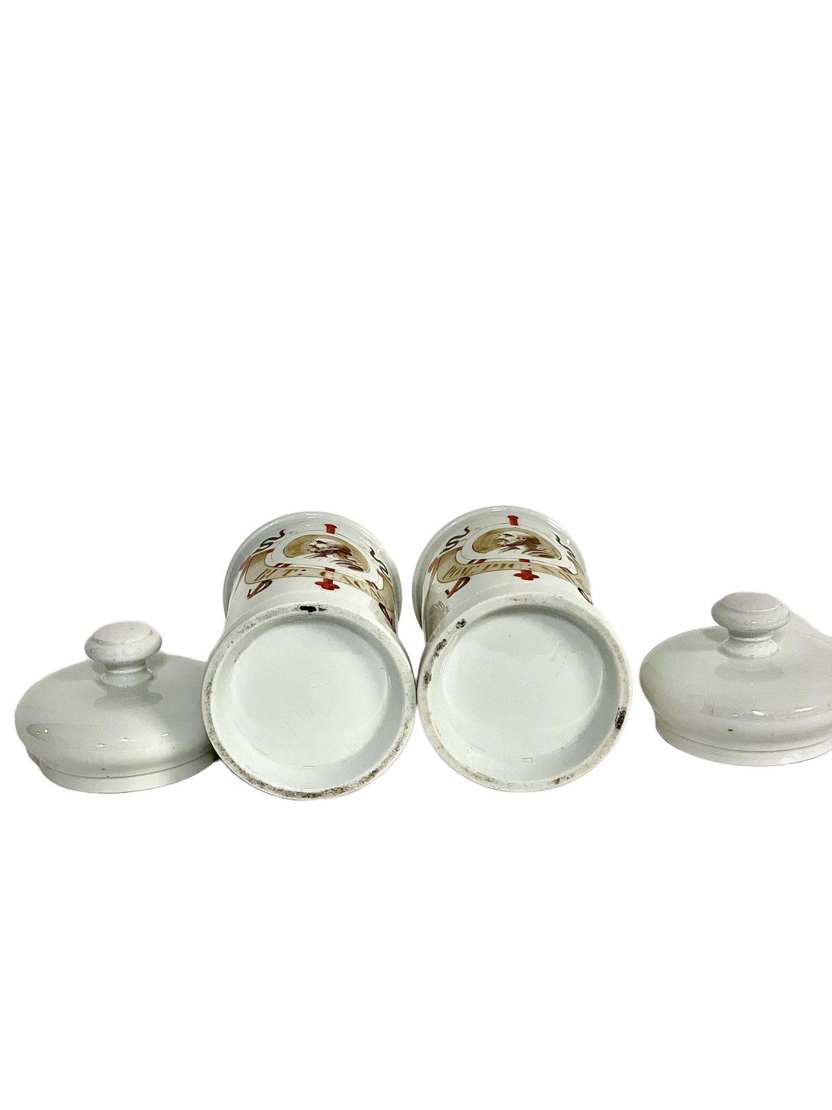 19th C. Pair Of French Porcelain Lidded Apothecary Jars photo 1006.0