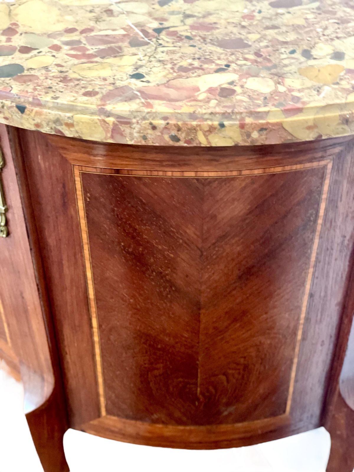 French Louis XVI Style Demi Lune Two Drawer Commode With Marble Top photo Furniture