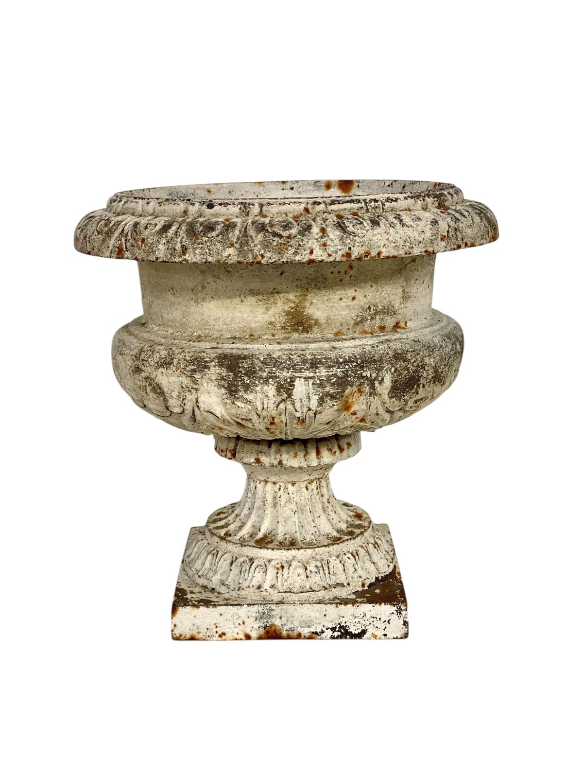 Garden Decor 19th Century Pair Of Petite Louis XVI Cast Iron Garden Urns photo